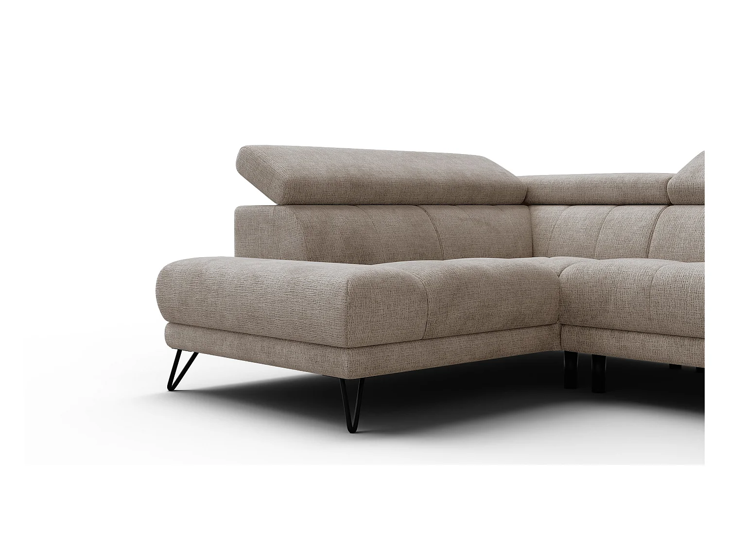 Canapé d'angle 5 places RODEN avec Relax, tissu beige