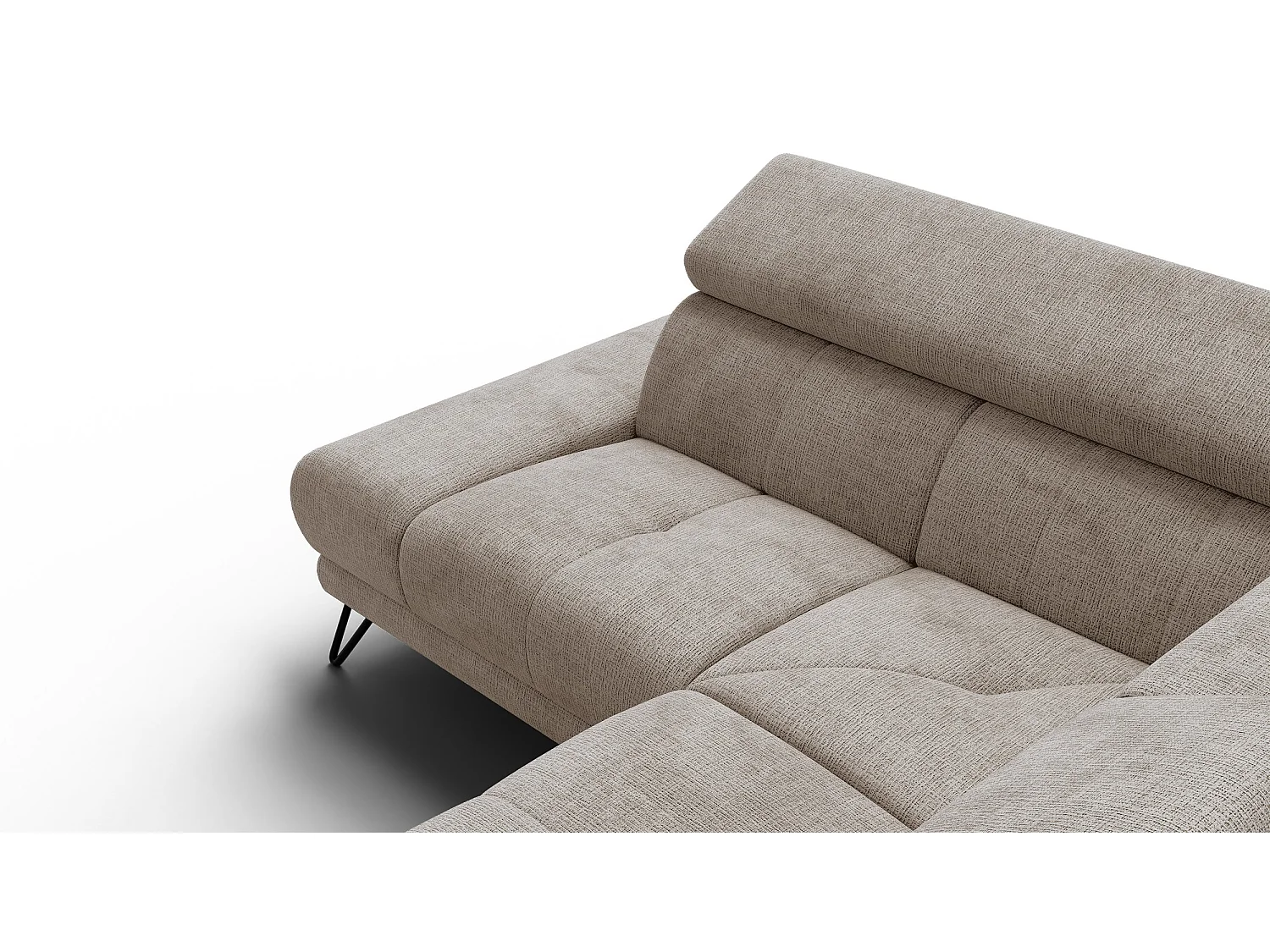 Canapé d'angle 5 places RODEN avec Relax, tissu beige