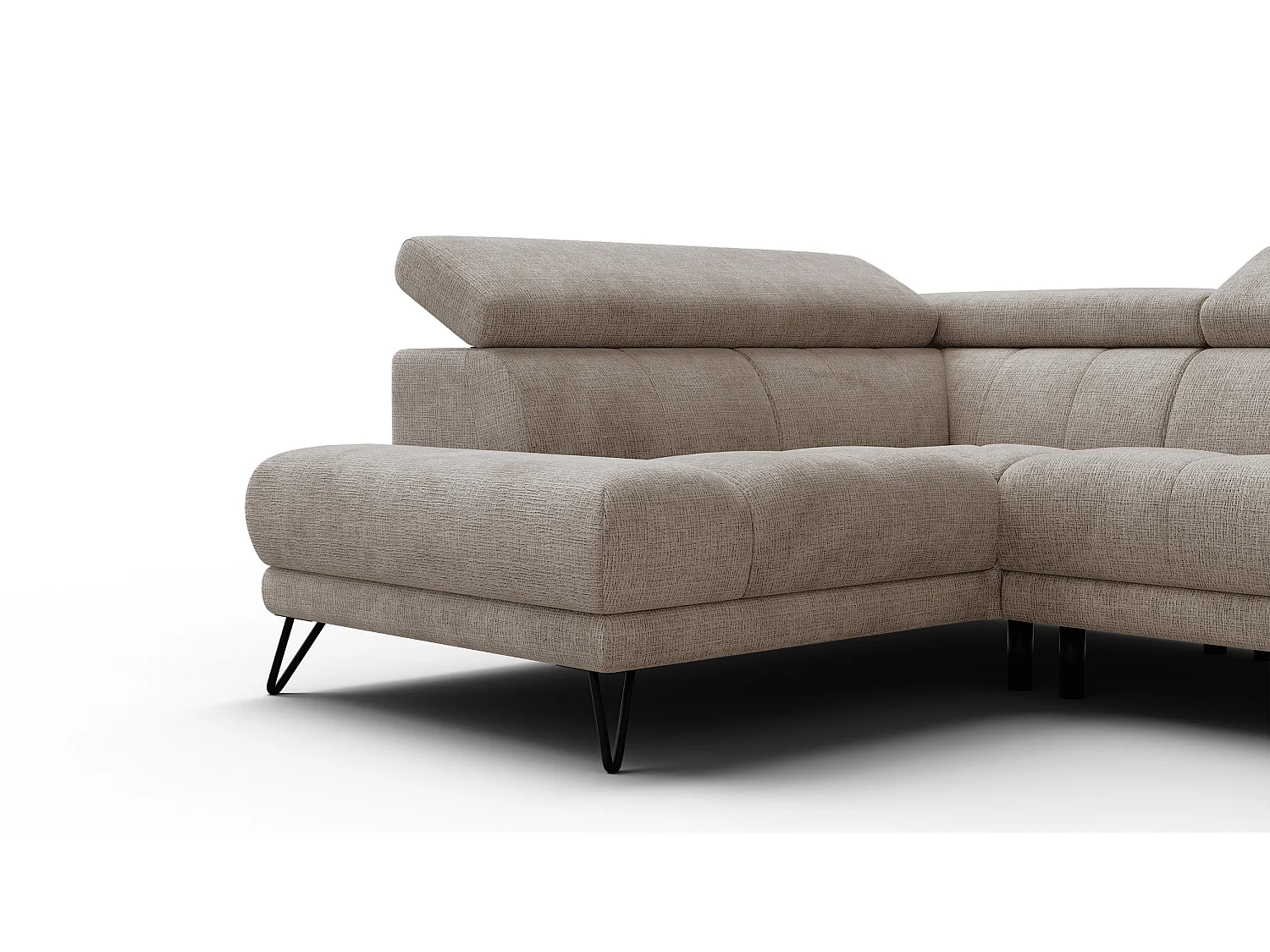 Canapé d'angle 5 places RODEN avec Relax, tissu beige