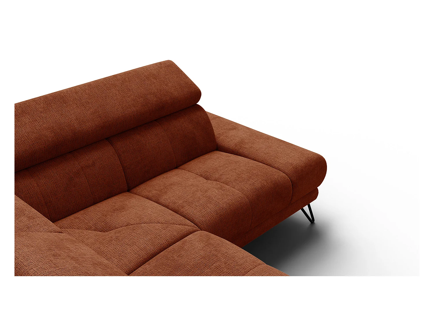 Canapé d'angle 5 places RODEN avec Relax, tissu orange foncé