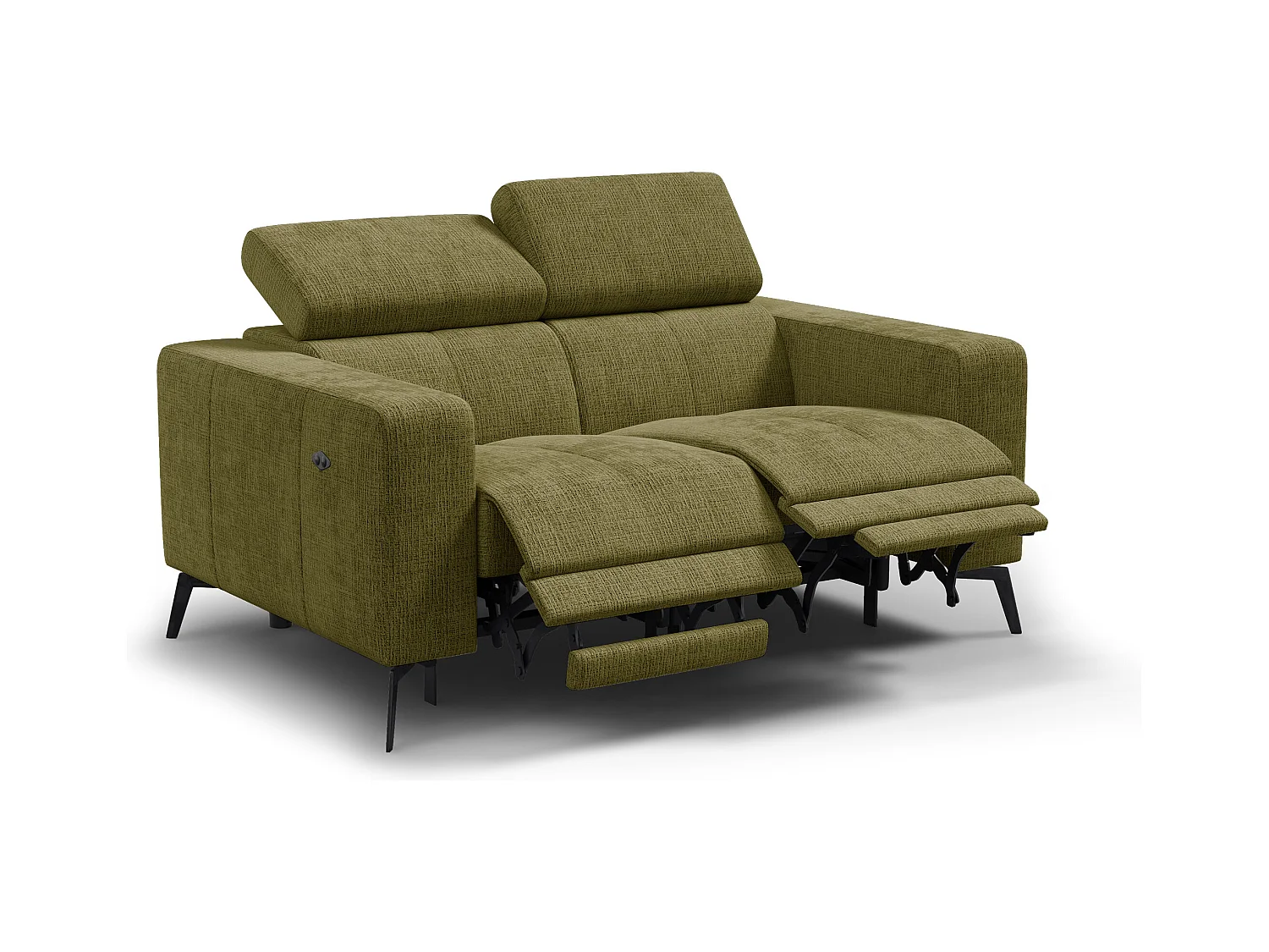 Canapé 2 places MORELLO avec 2 x Relax Zero Gravity, tissu olive