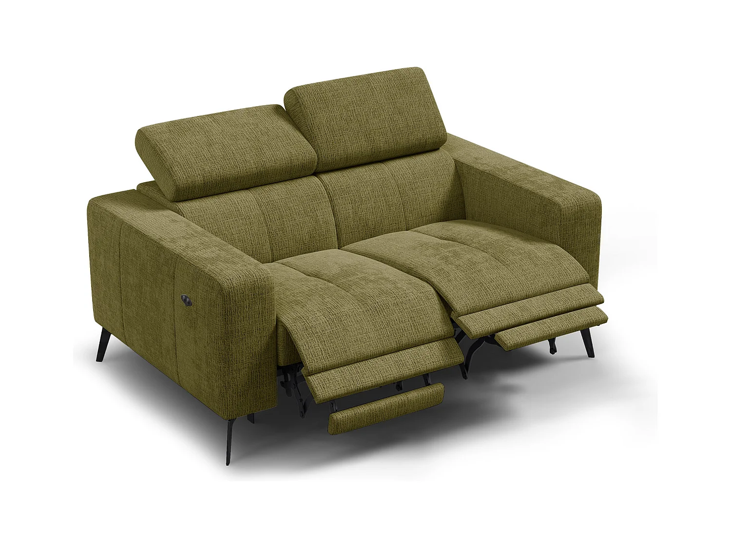 Canapé 2 places MORELLO avec 2 x Relax Zero Gravity, tissu olive