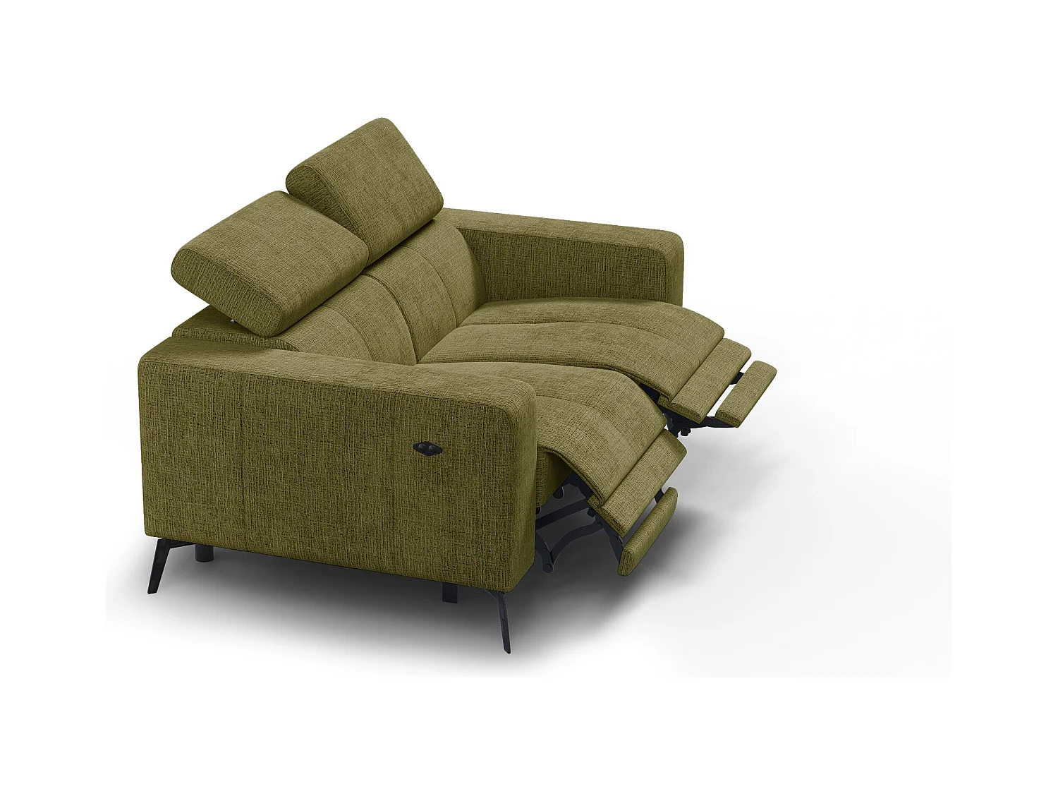 Canapé 2 places MORELLO avec 2 x Relax Zero Gravity, tissu olive