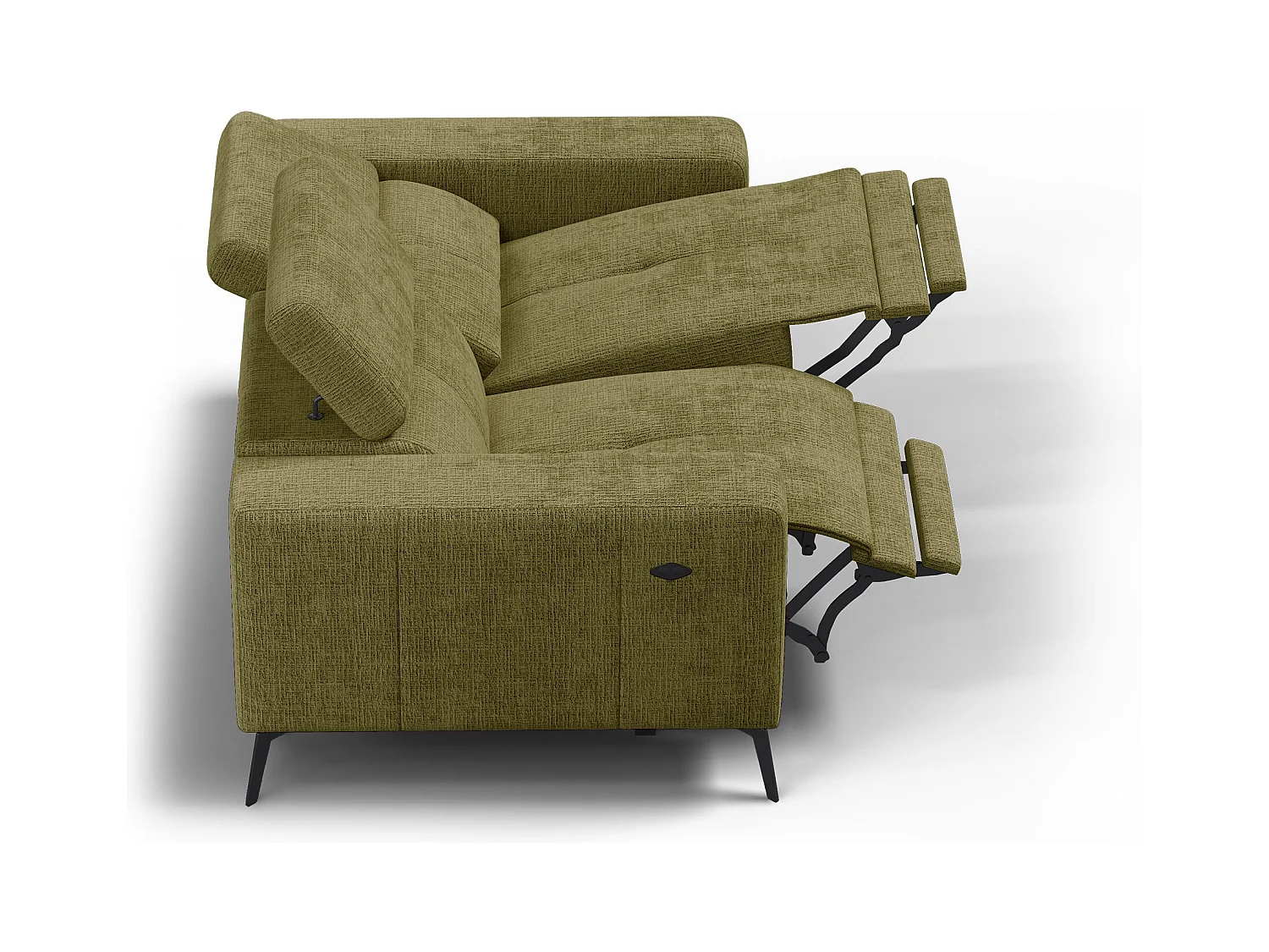 Canapé 2 places MORELLO avec 2 x Relax Zero Gravity, tissu olive