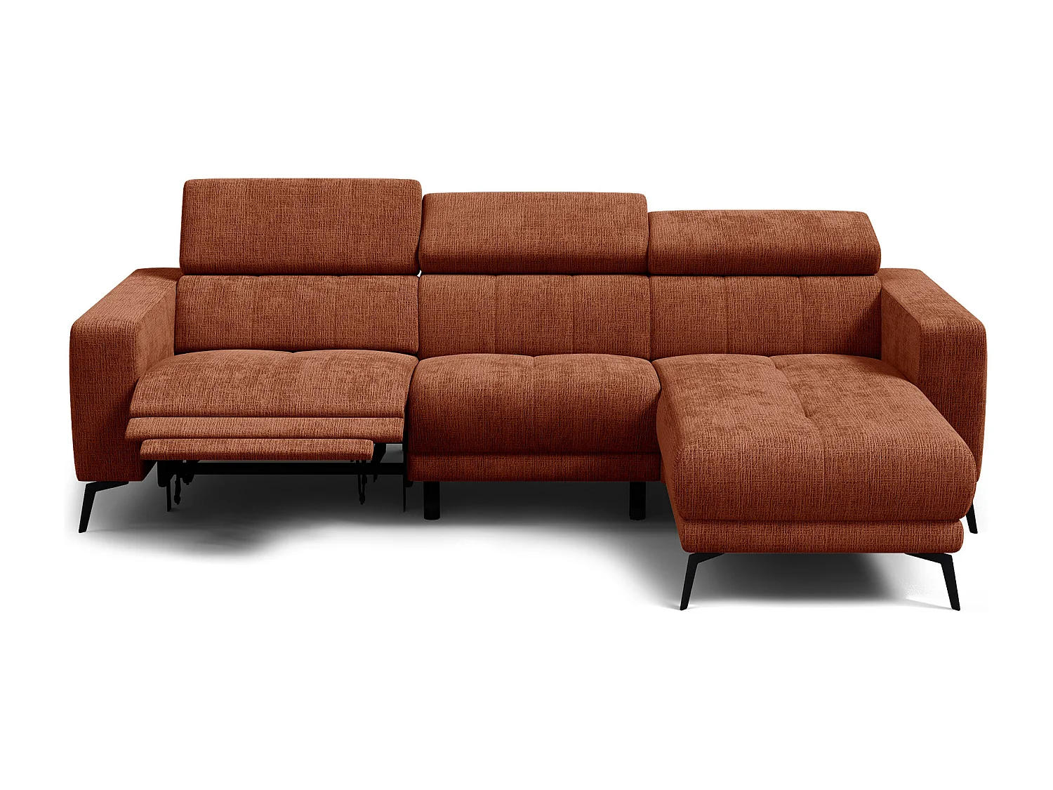 Canapé d'angle 4 places MORELLO avec 1 x Relax Zero Gravity, tissu orange foncé