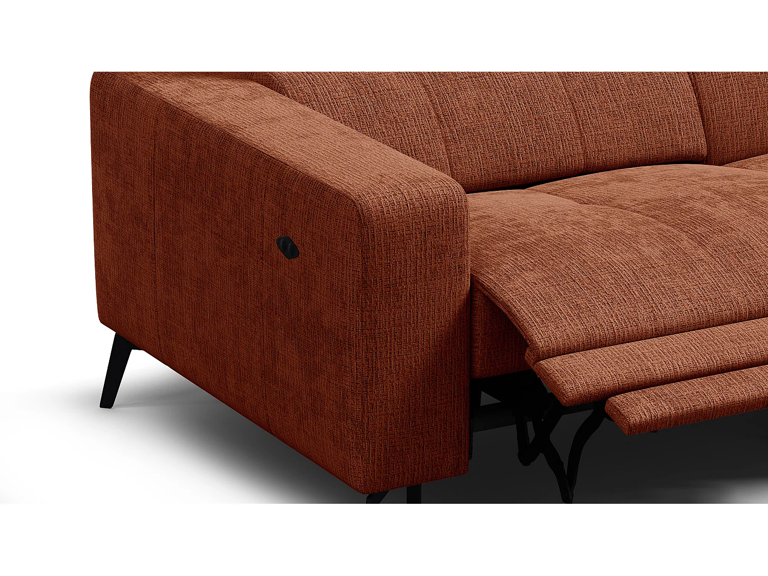 Canapé d'angle 4 places MORELLO avec 1 x Relax Zero Gravity, tissu orange foncé