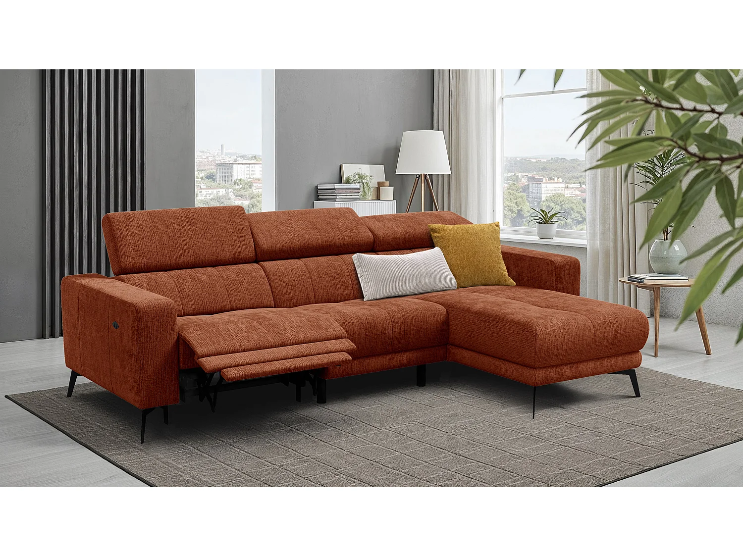 Ecksofa 4-Sitzer MORELLO, rostrot, 1 x Relax Zero Gravity