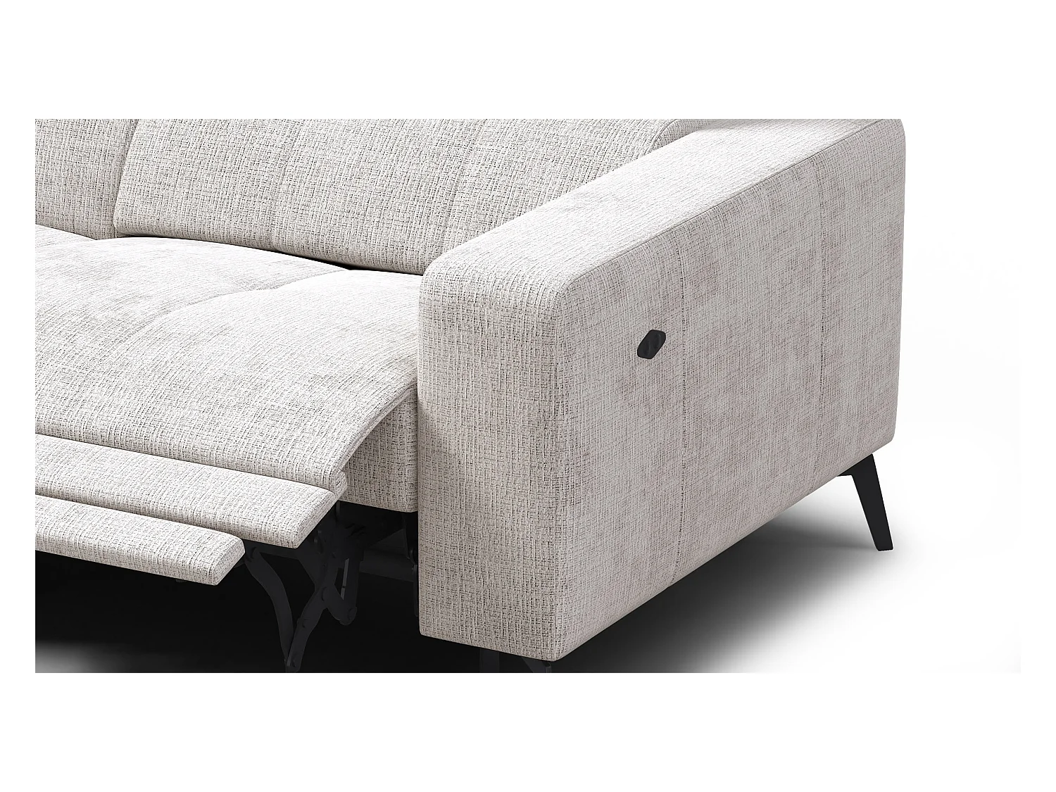 Canapé d'angle 5 places MORELLO avec 1 x Relax Zero Gravity, tissu crème
