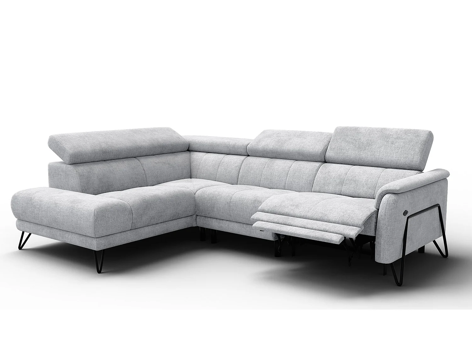 Ecksofa 5-Sitzer mit Relax RODEN, hellgrau