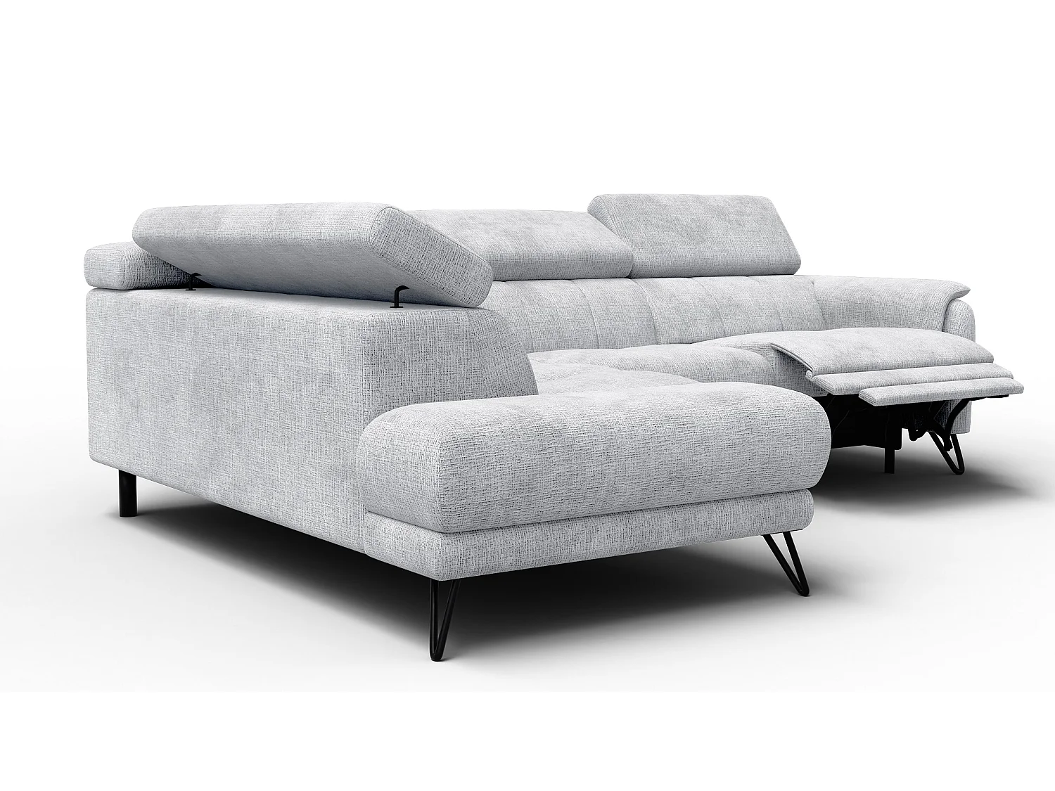 Ecksofa 5-Sitzer mit Relax RODEN, hellgrau