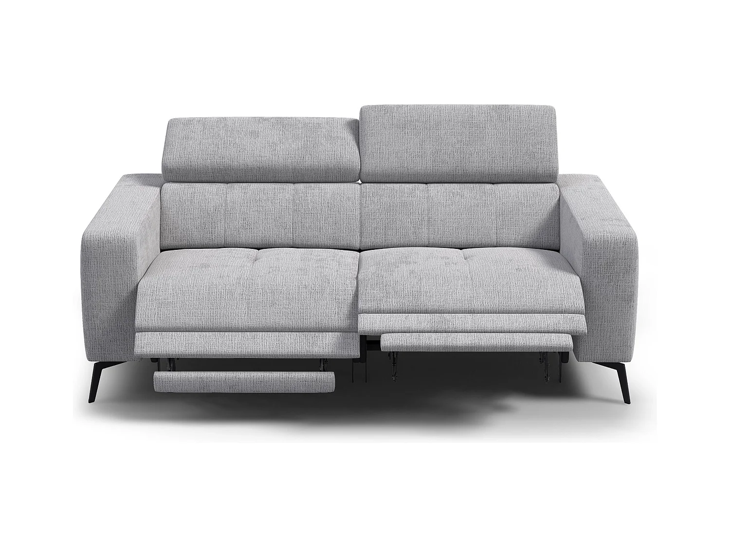 Canapé 3 places MORELLO avec 2 x Relax Zero Gravity, tissu gris clair