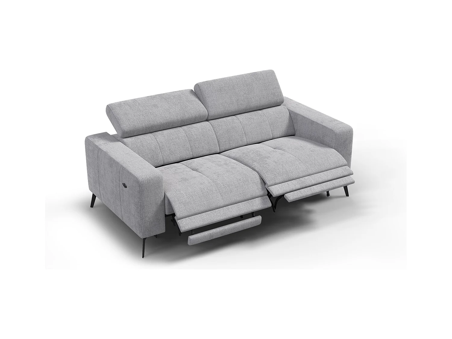 Canapé 3 places MORELLO avec 2 x Relax Zero Gravity, tissu gris clair