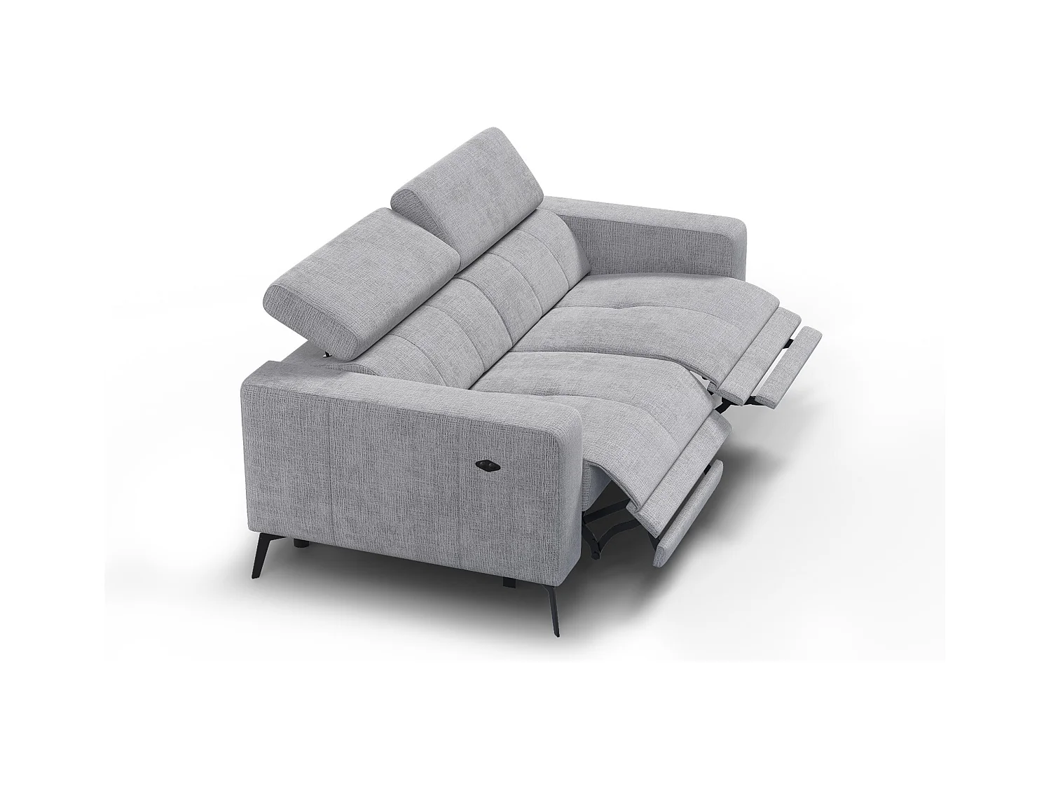 Canapé 3 places MORELLO avec 2 x Relax Zero Gravity, tissu gris clair