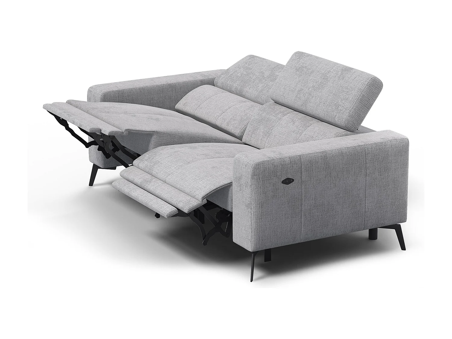 Canapé 3 places MORELLO avec 2 x Relax Zero Gravity, tissu gris clair