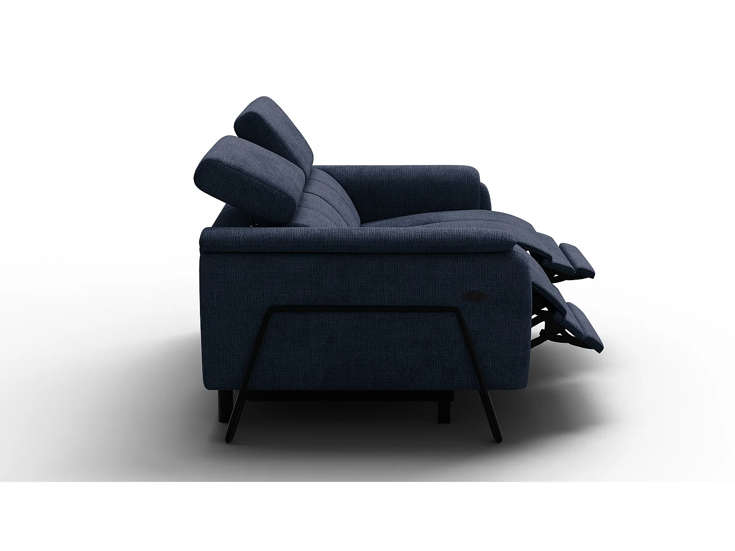 Canapé RODEN 2 places avec 2 Relax, tissu bleu marine