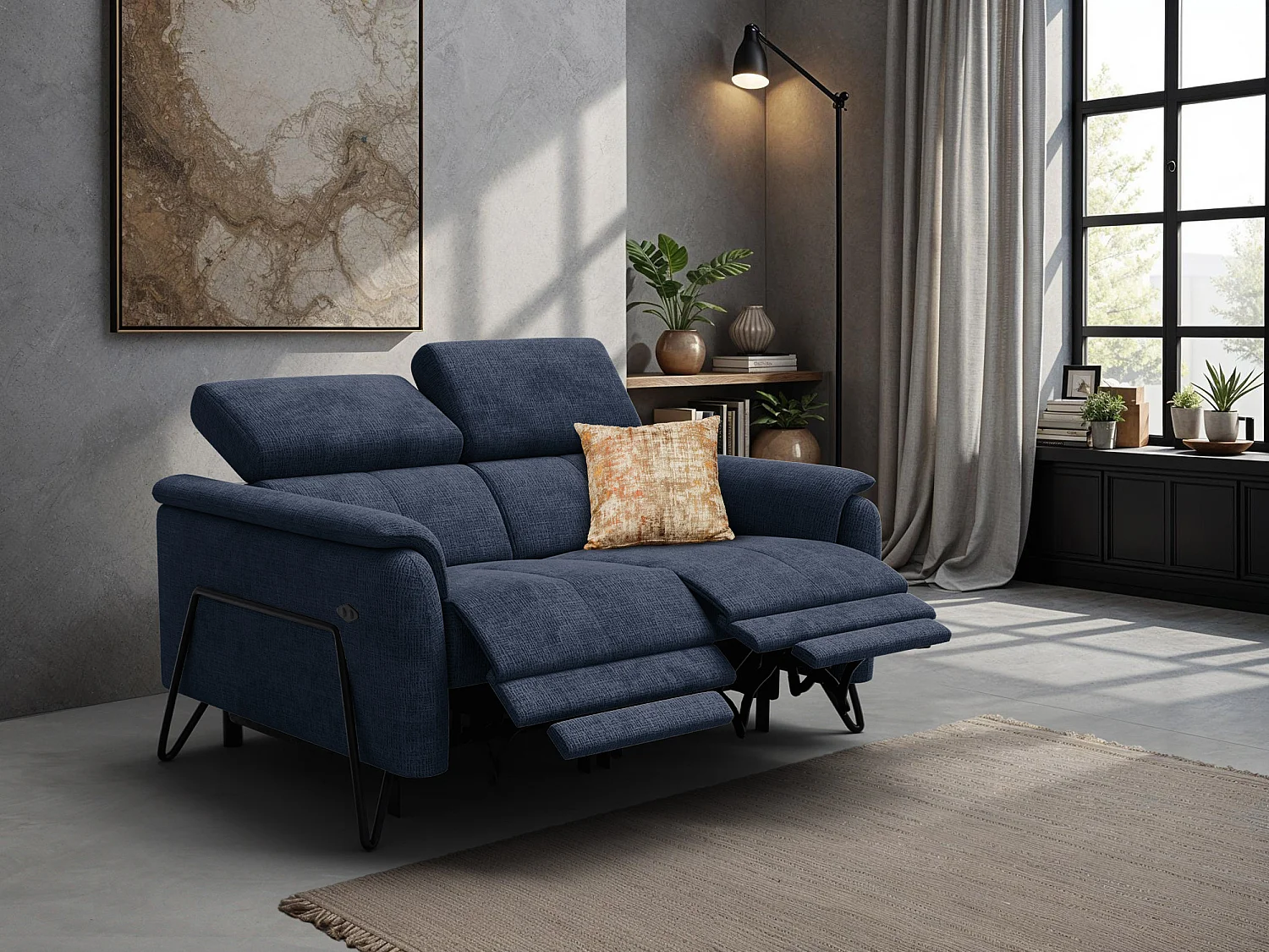 Relaxsofa 2-Sitzer RODEN, marineblau