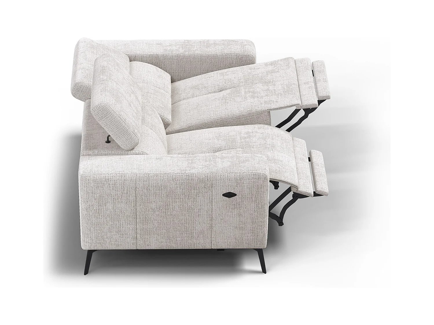 Canapé 2 places MORELLO avec 2 x Relax Zero Gravity, tissu crème