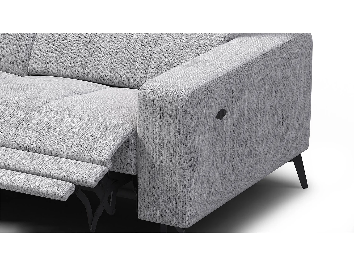 Canapé d'angle 5 places MORELLO avec 1 x Relax Zero Gravity, tissu gris clair