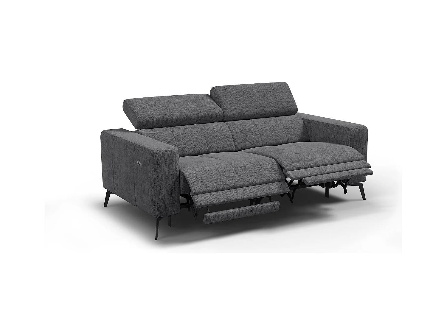 Canapé 3 places MORELLO avec 2 x Relax Zero Gravity, tissu gris foncé