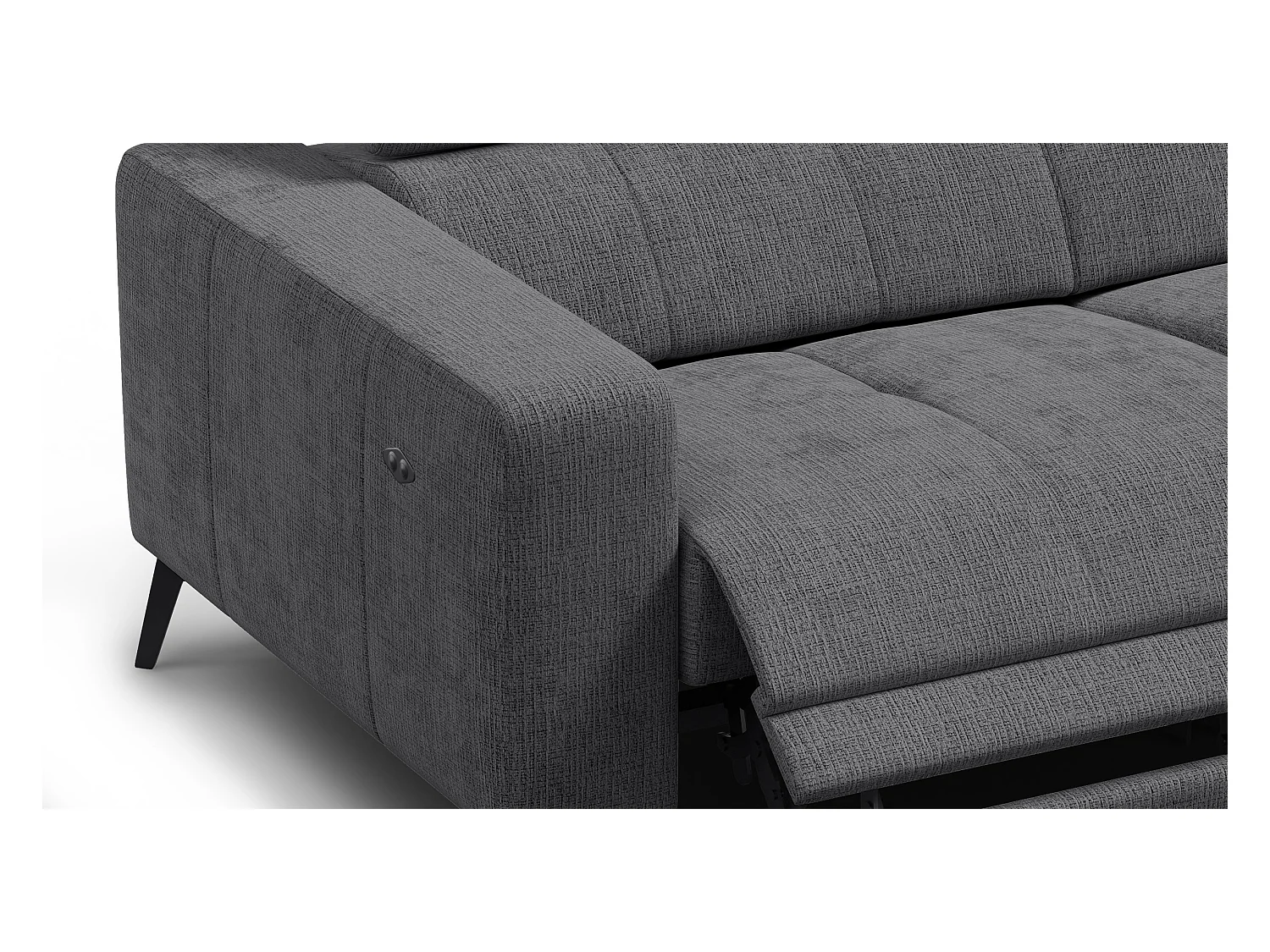 Canapé 3 places MORELLO avec 2 x Relax Zero Gravity, tissu gris foncé