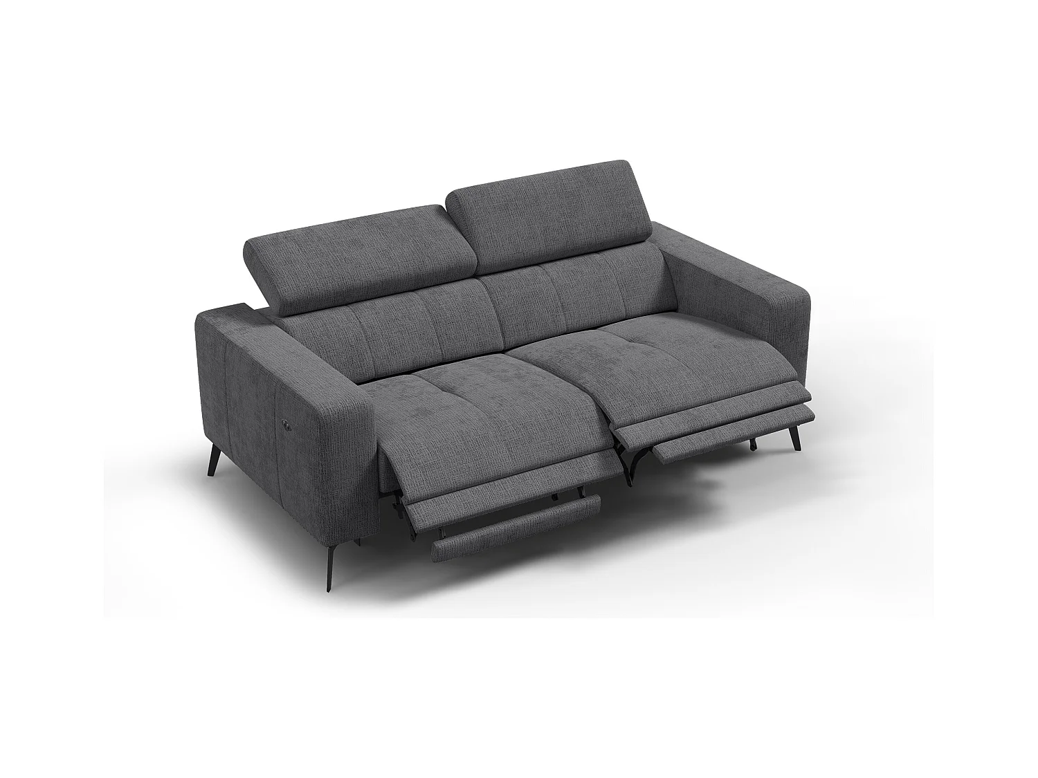 Canapé 3 places MORELLO avec 2 x Relax Zero Gravity, tissu gris foncé