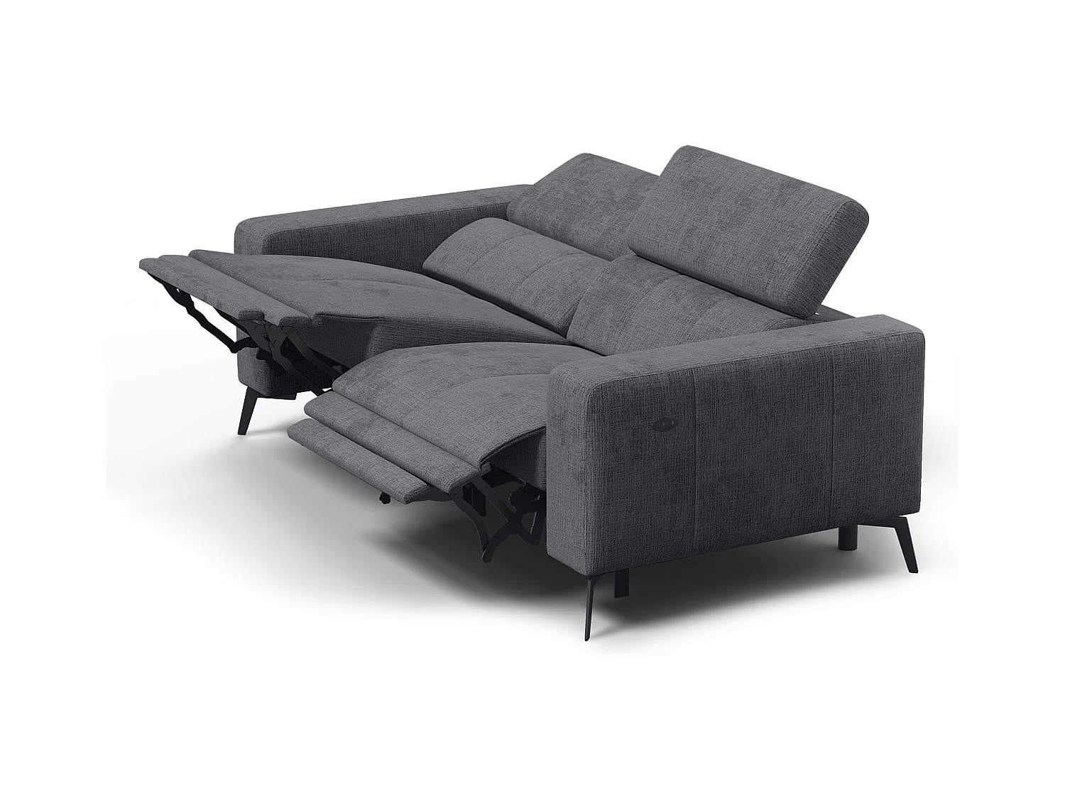 Canapé 3 places MORELLO avec 2 x Relax Zero Gravity, tissu gris foncé