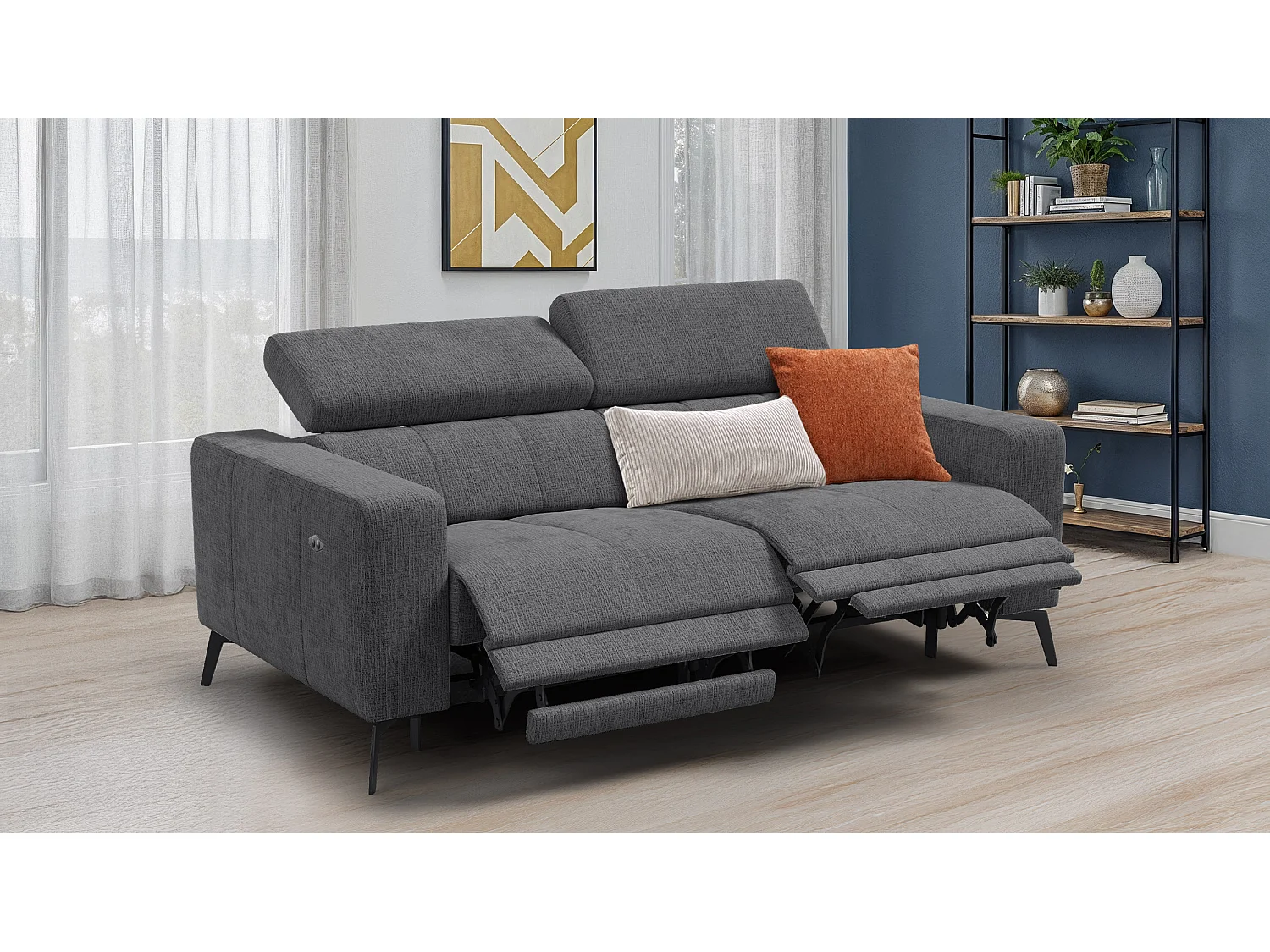 Relaxsofa 3-Sitzer MORELLO, dunkelgrau, 2 x Relax Zero Gravity