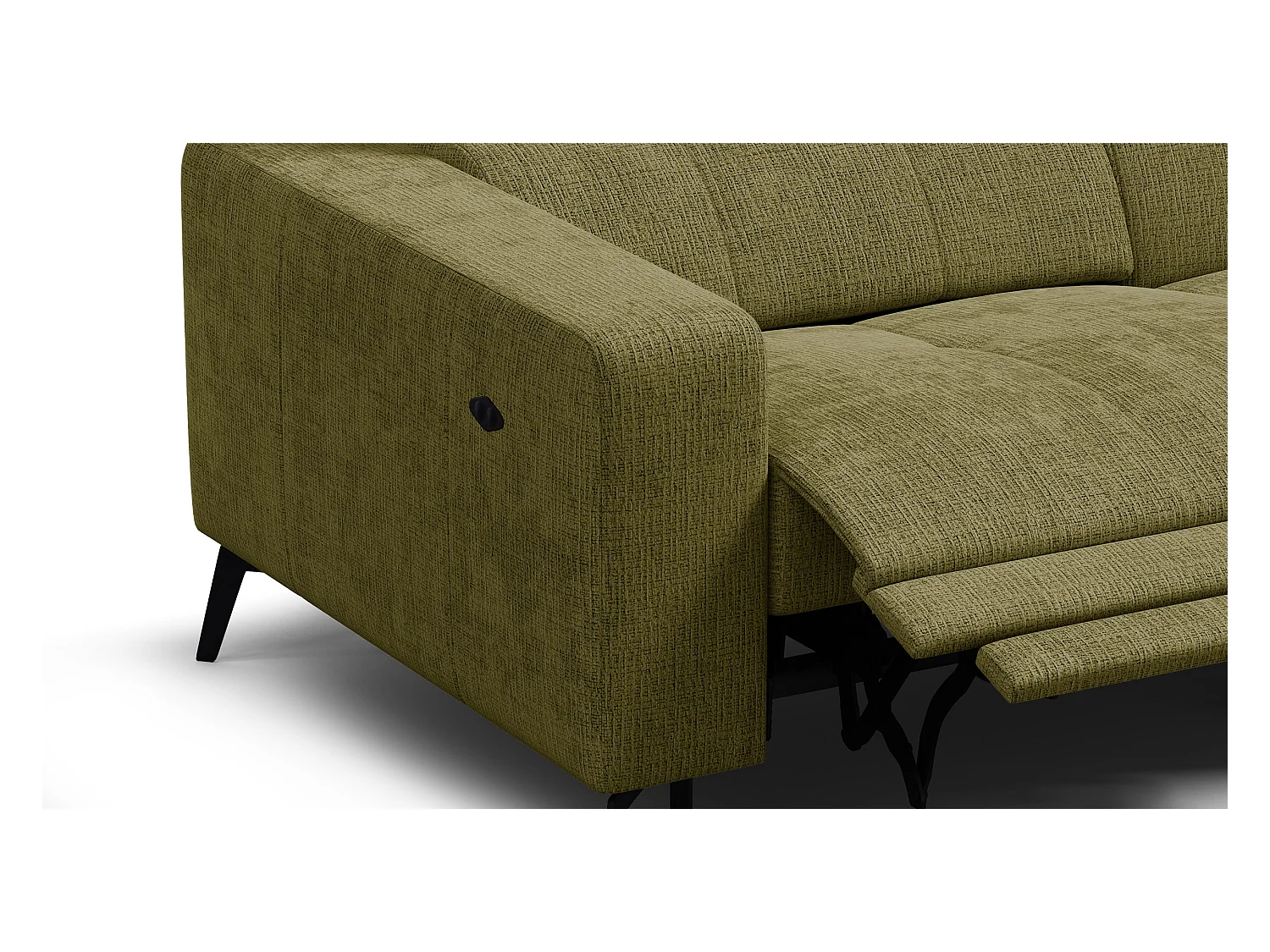 Canapé d'angle 4 places MORELLO avec 1 x Relax Zero Gravity, tissu olive