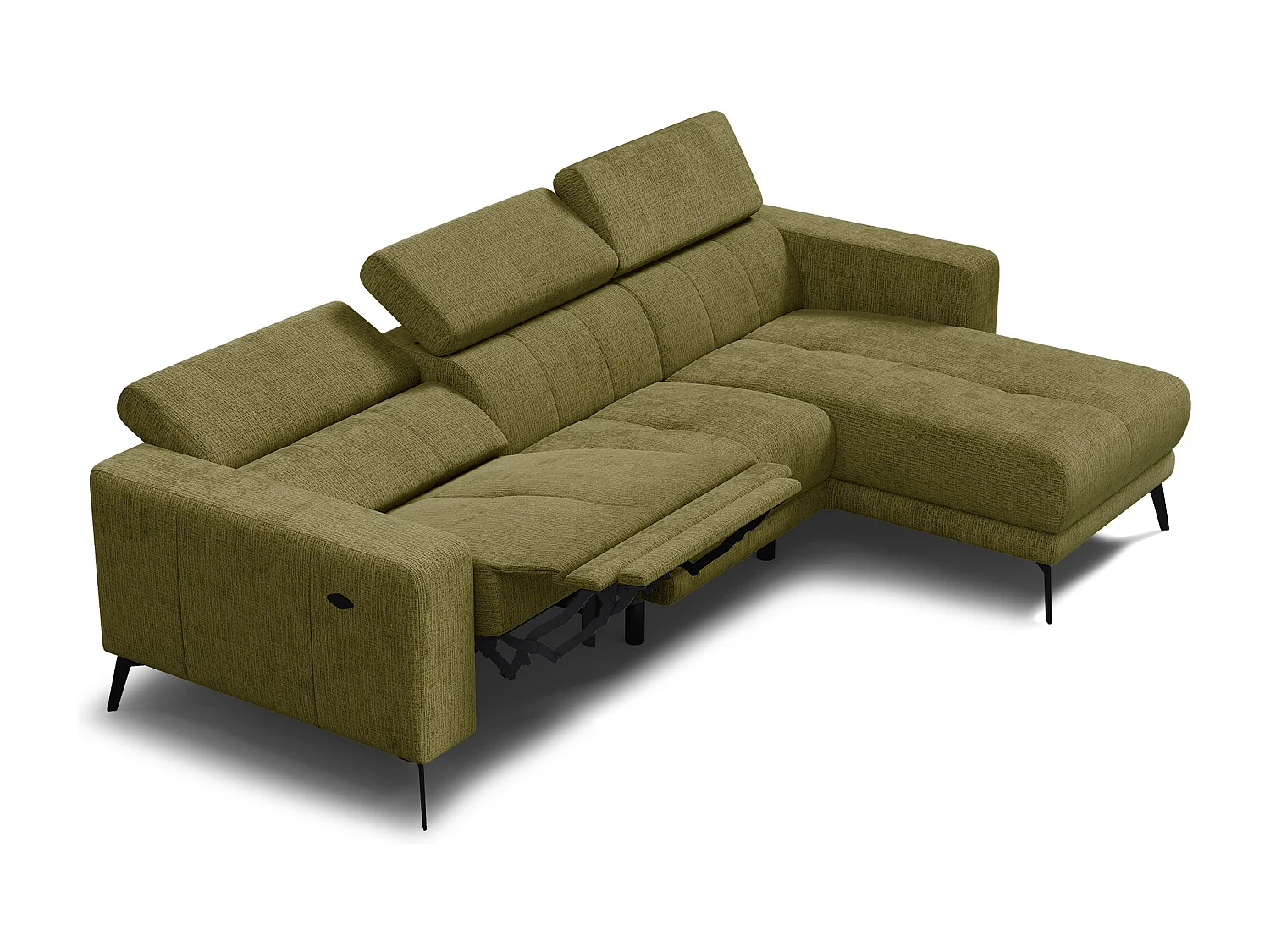Ecksofa 4-Sitzer MORELLO, olive, 1 x Relax Zero Gravity