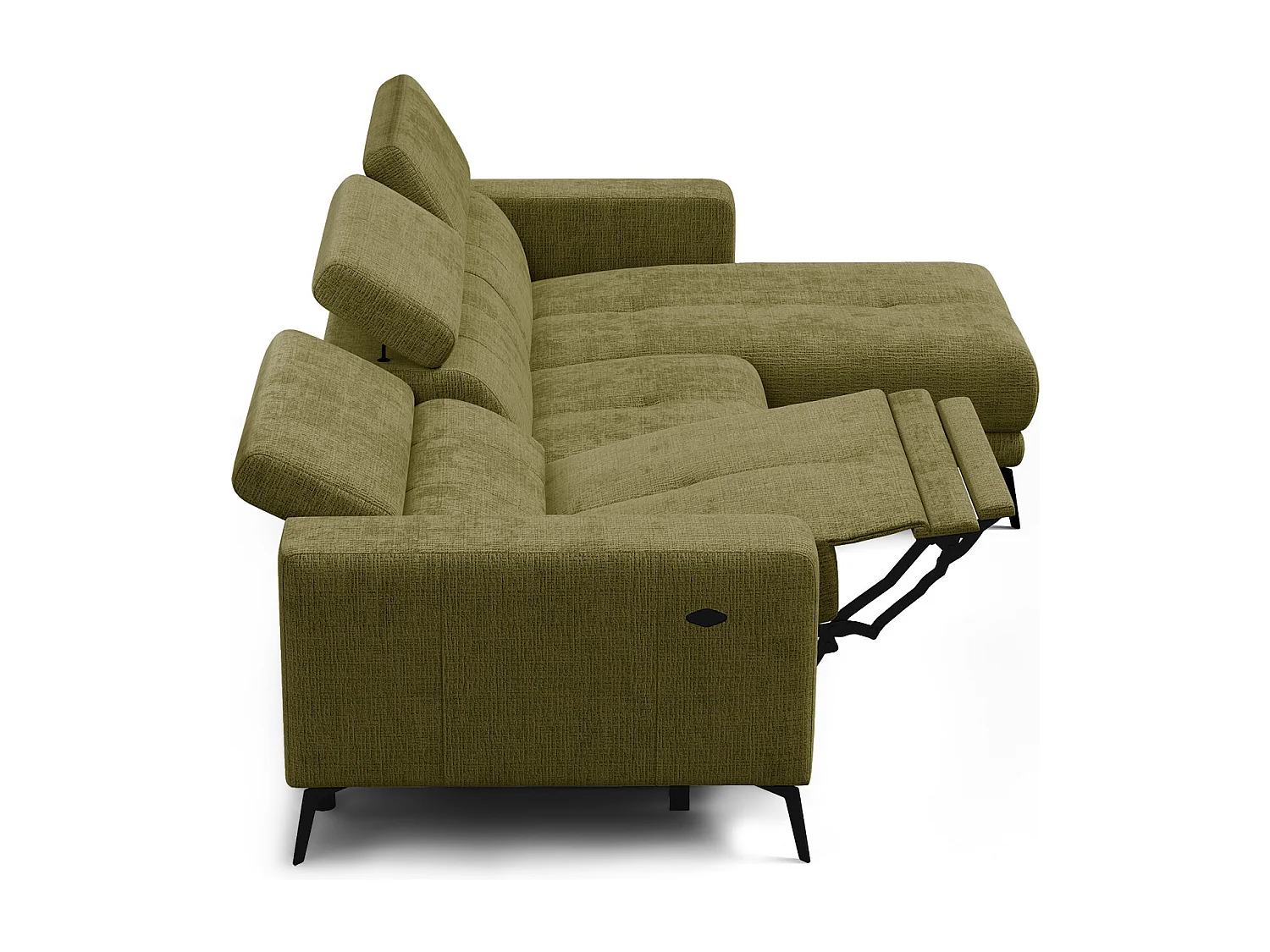 Ecksofa 4-Sitzer MORELLO, olive, 1 x Relax Zero Gravity