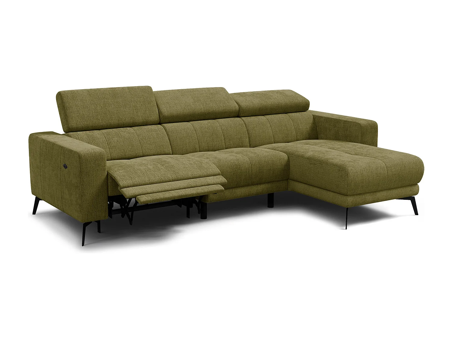 Ecksofa 4-Sitzer MORELLO, olive, 1 x Relax Zero Gravity