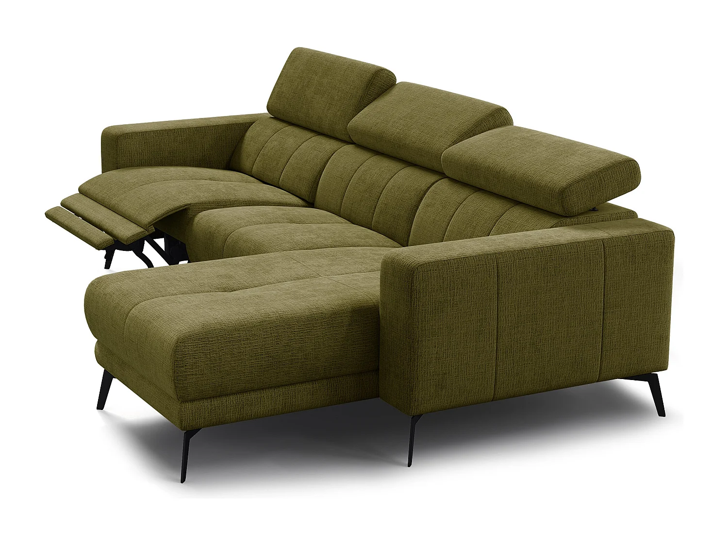 Ecksofa 4-Sitzer MORELLO, olive, 1 x Relax Zero Gravity