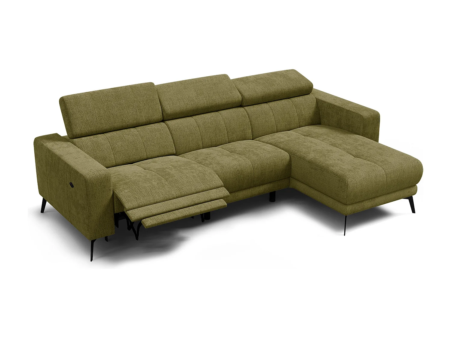 Ecksofa 4-Sitzer MORELLO, olive, 1 x Relax Zero Gravity