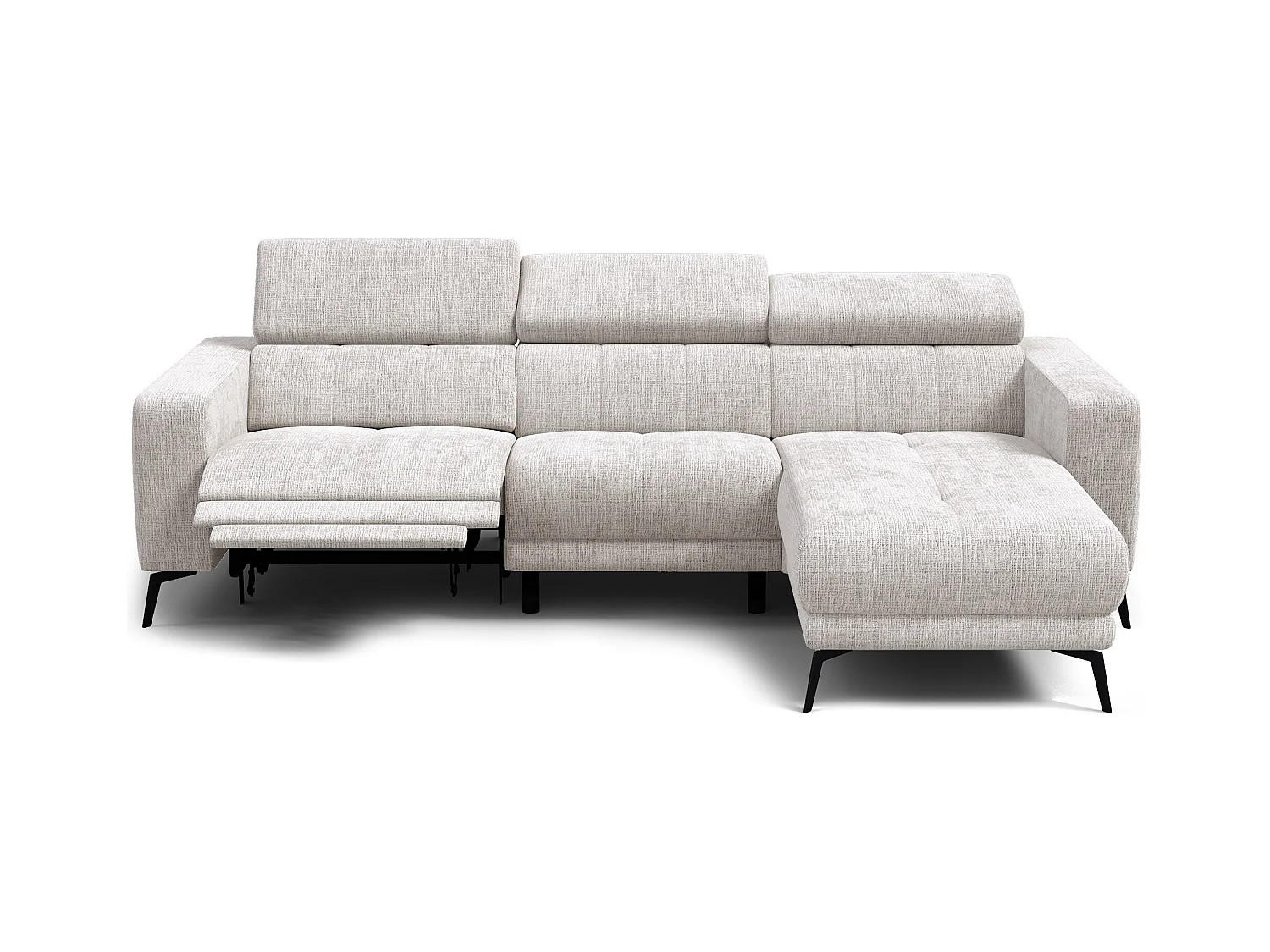 Canapé d'angle 4 places MORELLO avec 1 x Relax Zero Gravity, tissu crème