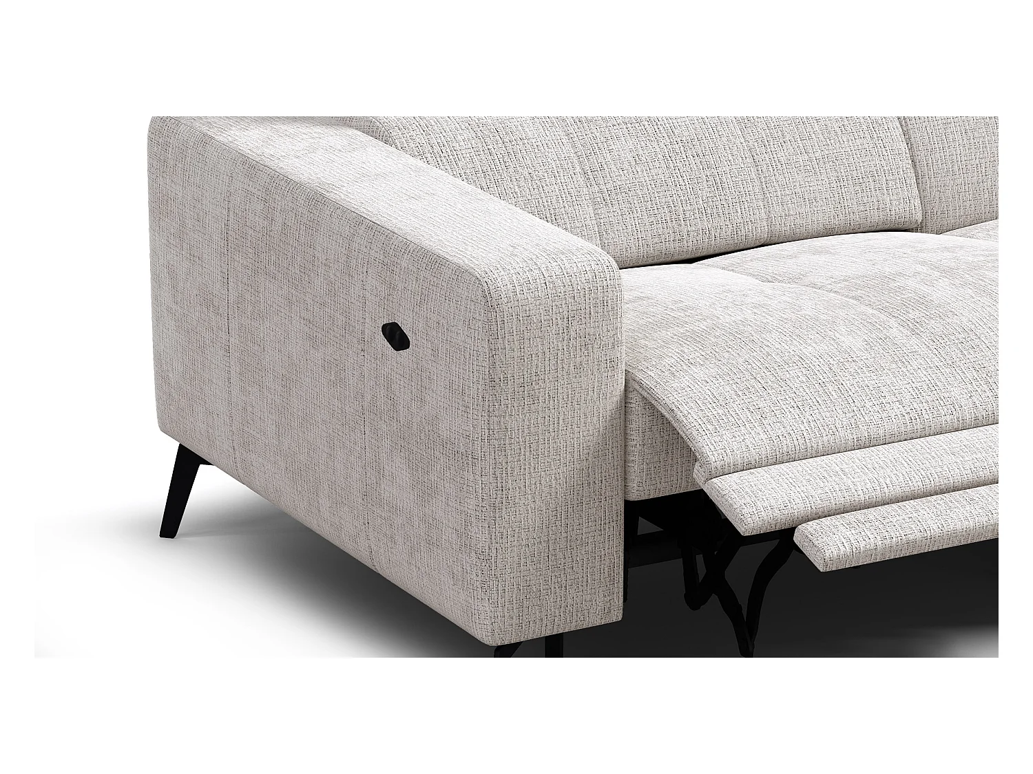 Canapé d'angle 4 places MORELLO avec 1 x Relax Zero Gravity, tissu crème