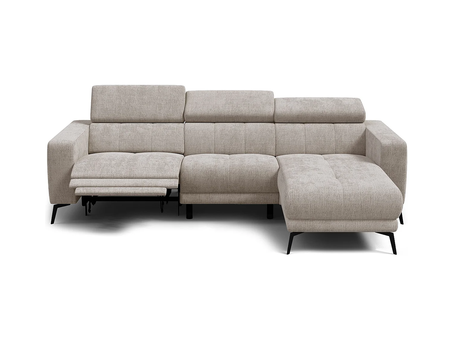 Canapé d'angle 4 places MORELLO avec 1 x Relax Zero Gravity, tissu beige