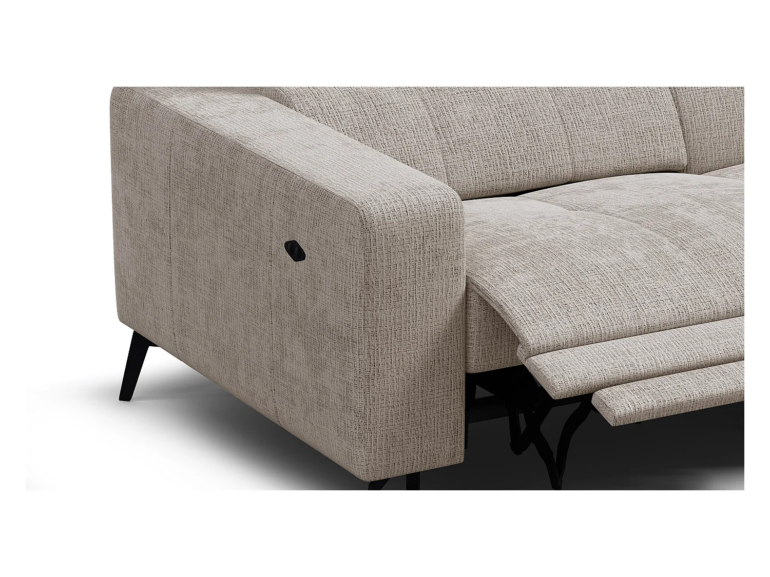 Canapé d'angle 4 places MORELLO avec 1 x Relax Zero Gravity, tissu beige