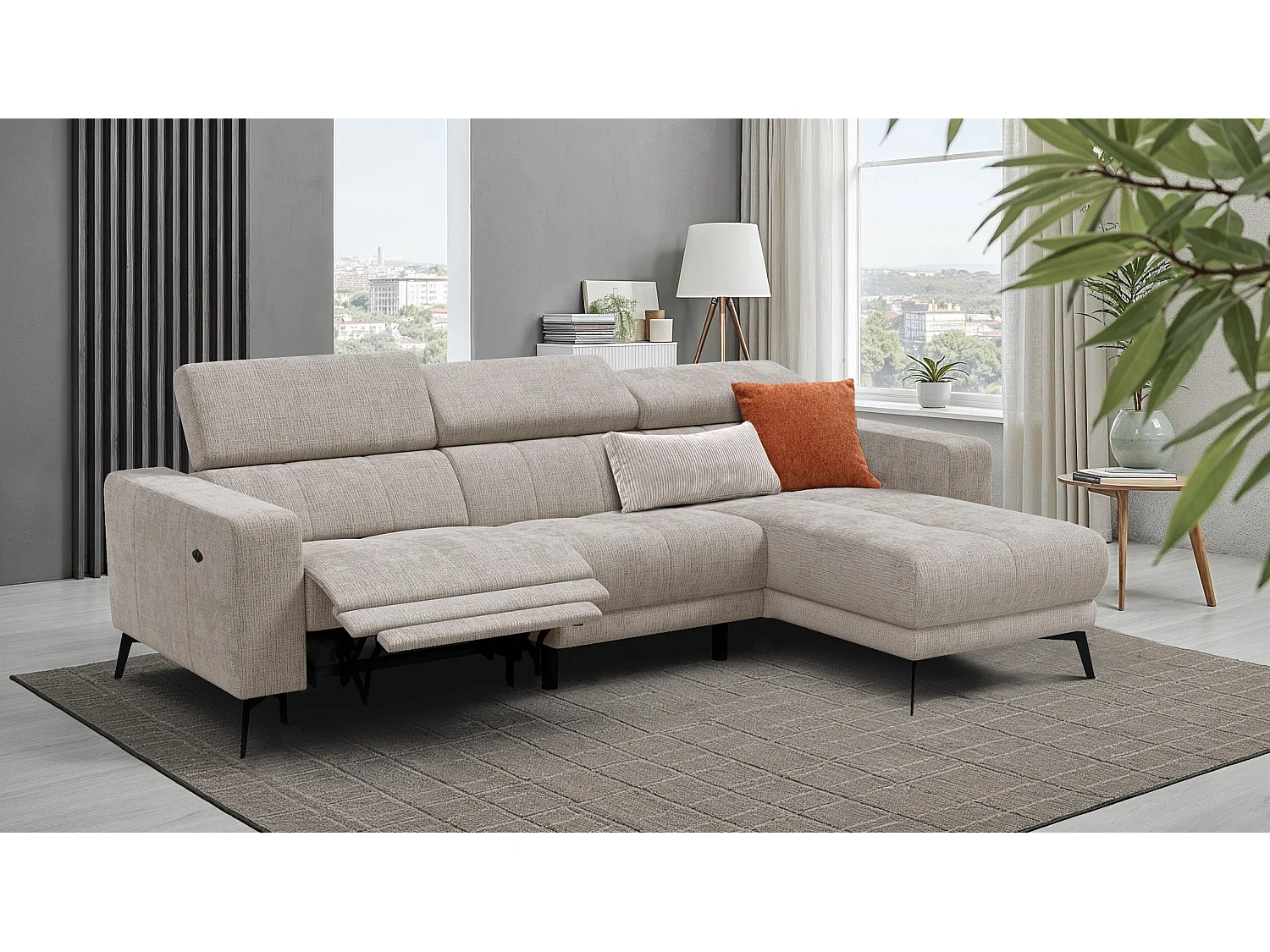 Ecksofa 4-Sitzer MORELLO, beige, 1 x Relax Zero Gravity
