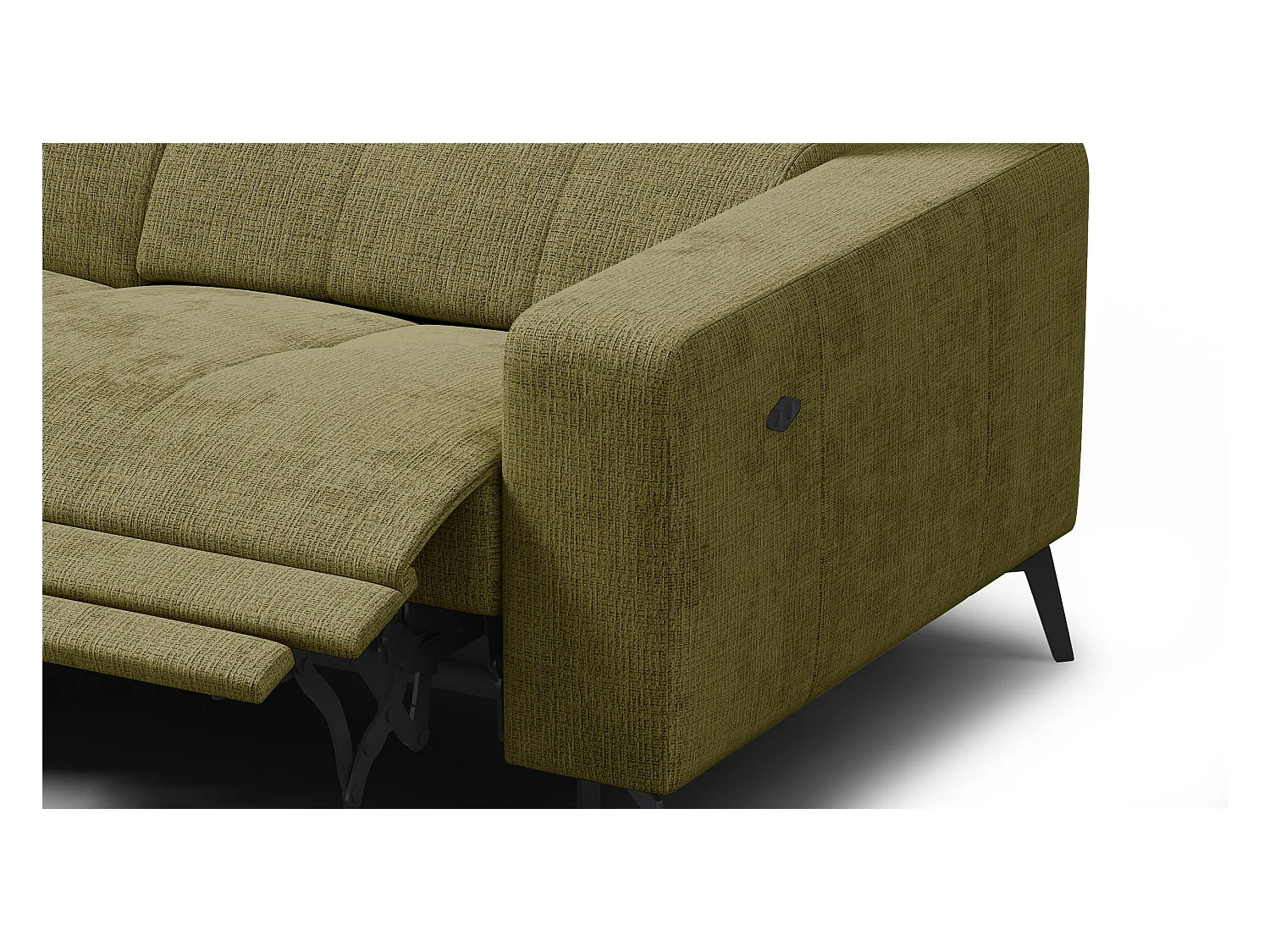 Canapé d'angle 5 places MORELLO avec 1 x Relax Zero Gravity, tissu olive