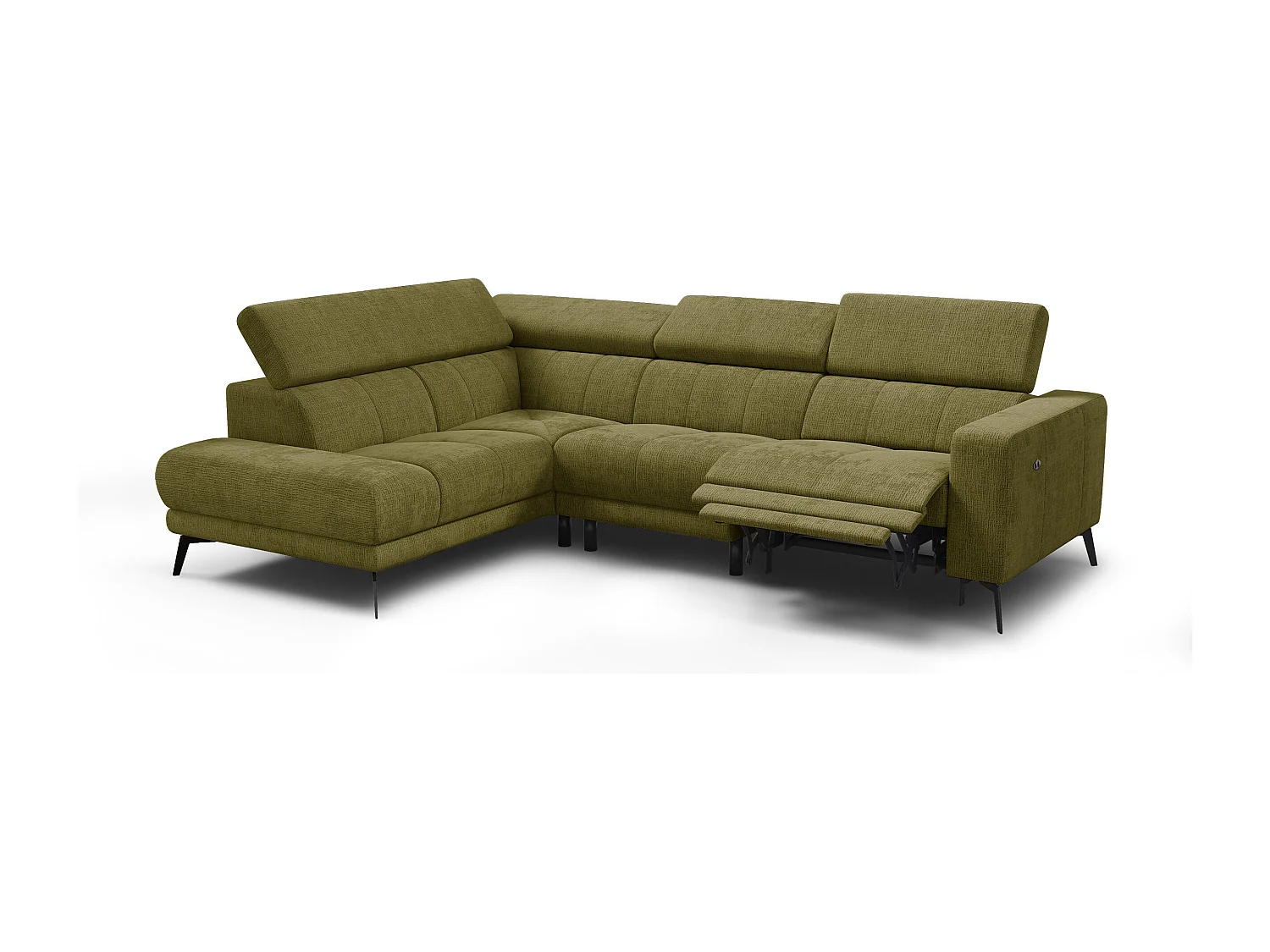 Ecksofa 5-Sitzer MORELLO, olive, 1 x Relax Zero Gravity