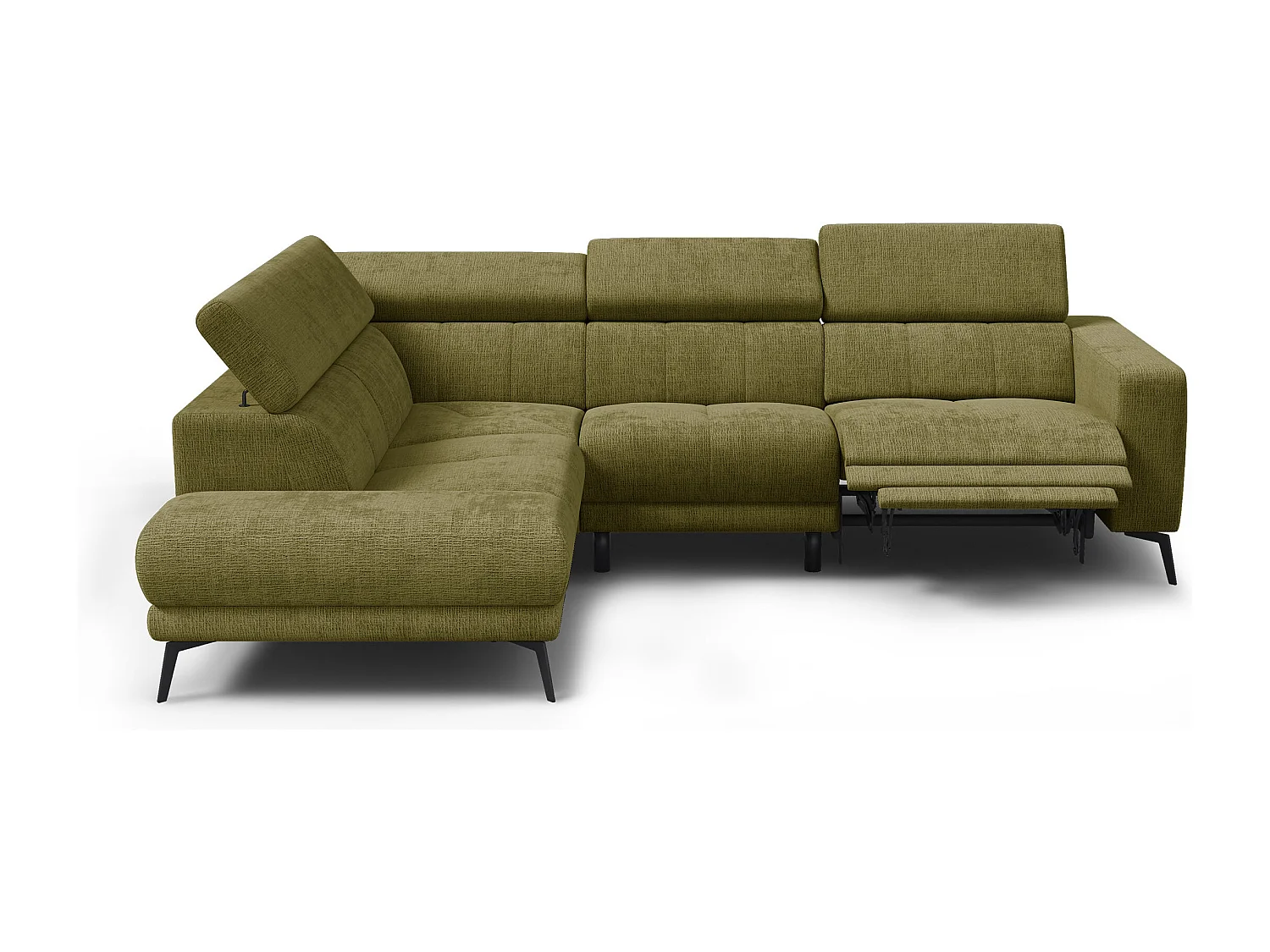 Ecksofa 5-Sitzer MORELLO, olive, 1 x Relax Zero Gravity
