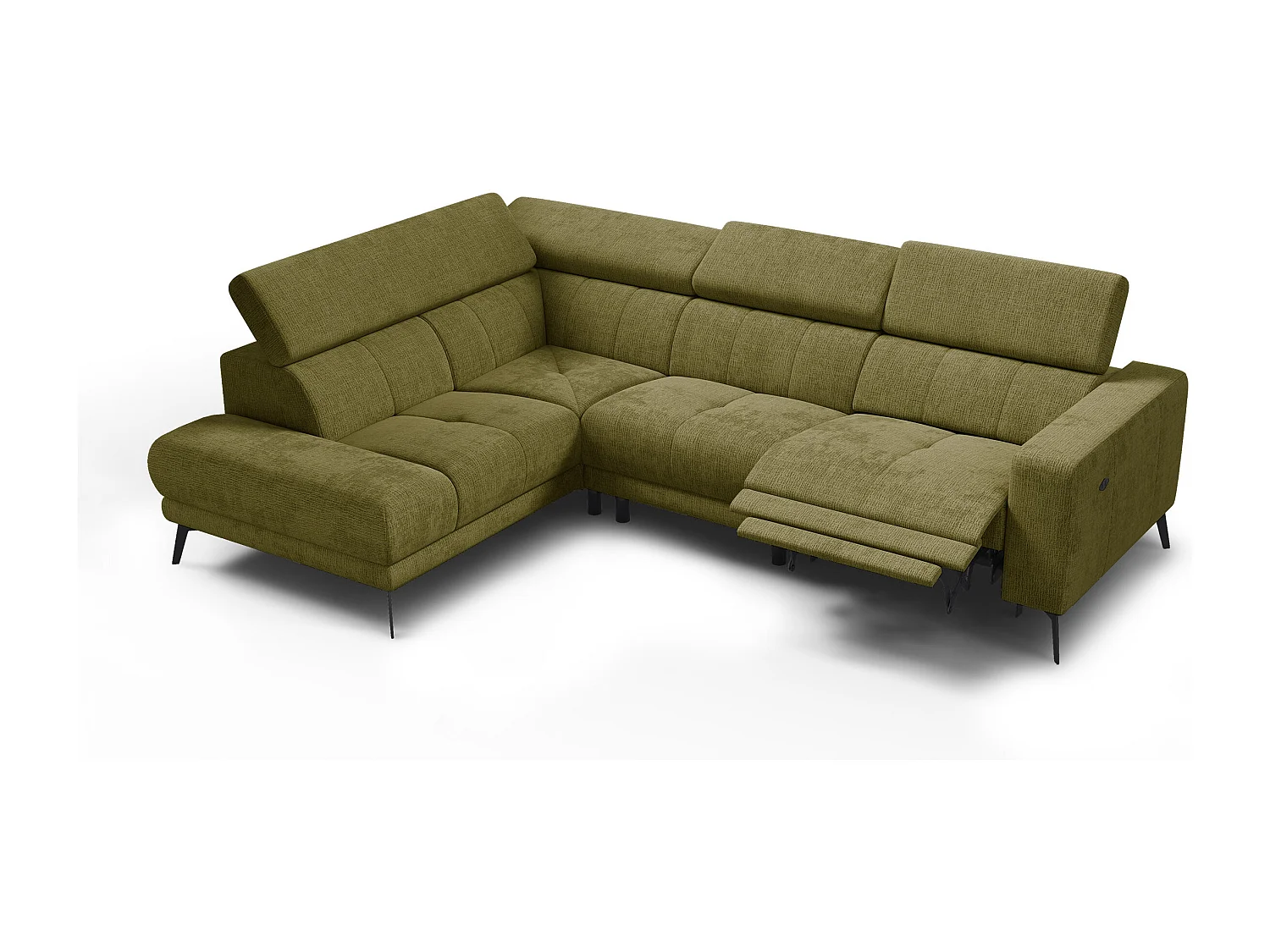 Ecksofa 5-Sitzer MORELLO, olive, 1 x Relax Zero Gravity