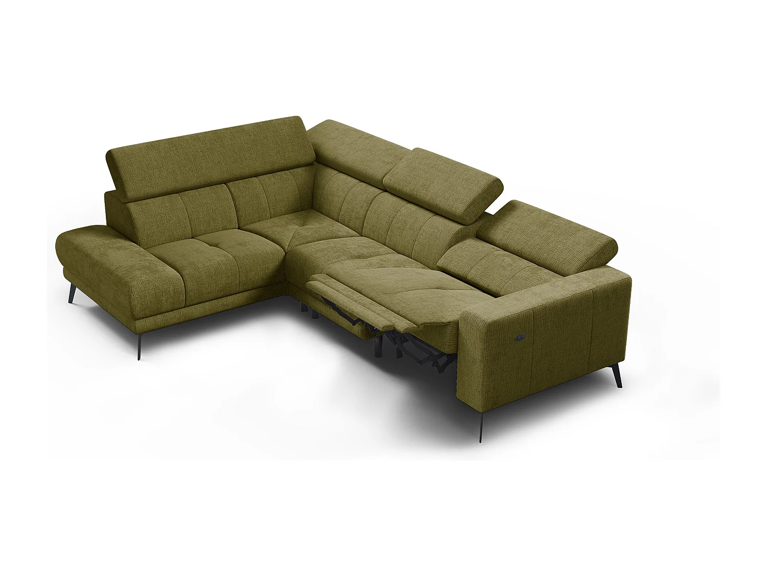 Ecksofa 5-Sitzer MORELLO, olive, 1 x Relax Zero Gravity