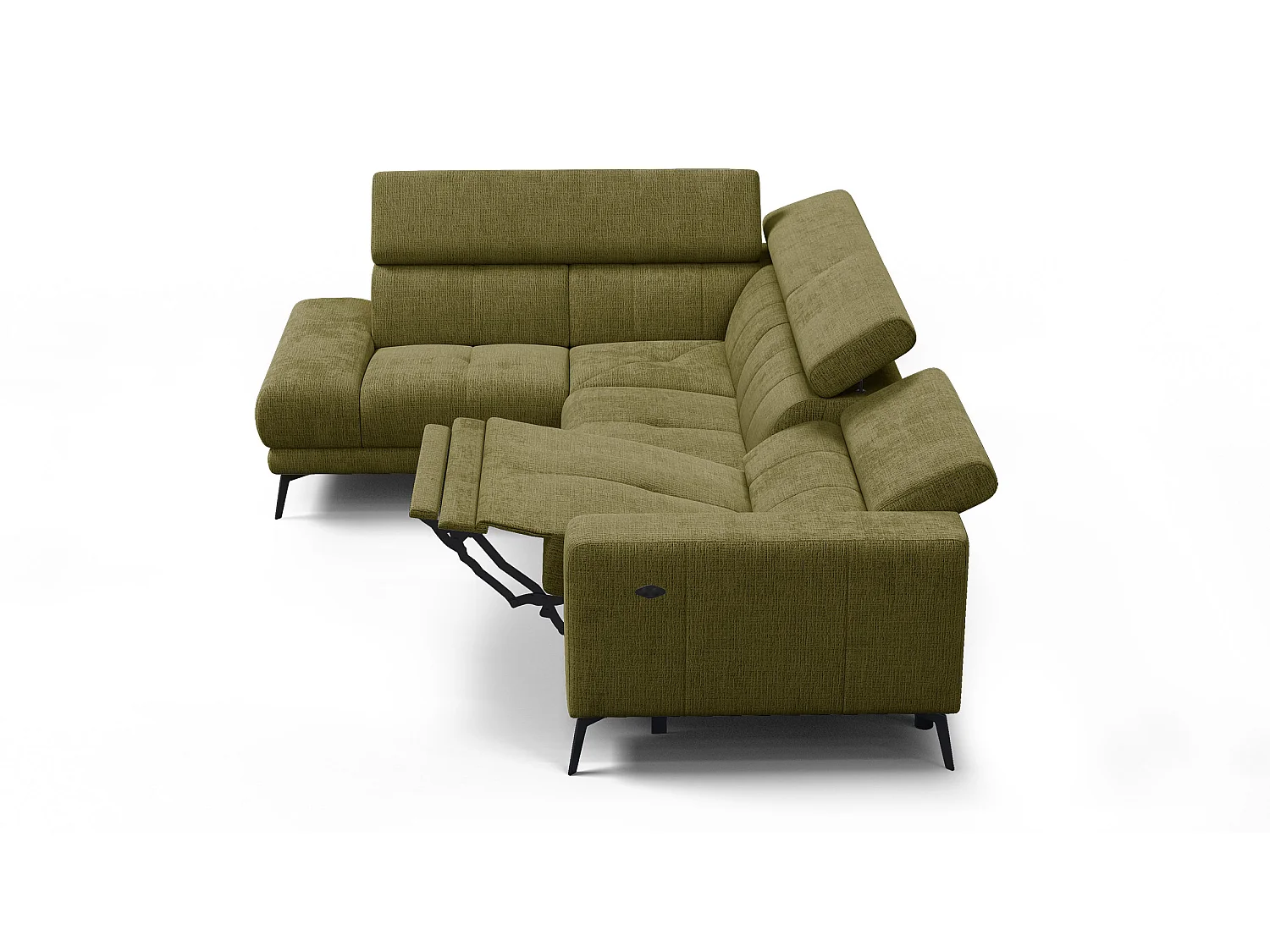 Ecksofa 5-Sitzer MORELLO, olive, 1 x Relax Zero Gravity