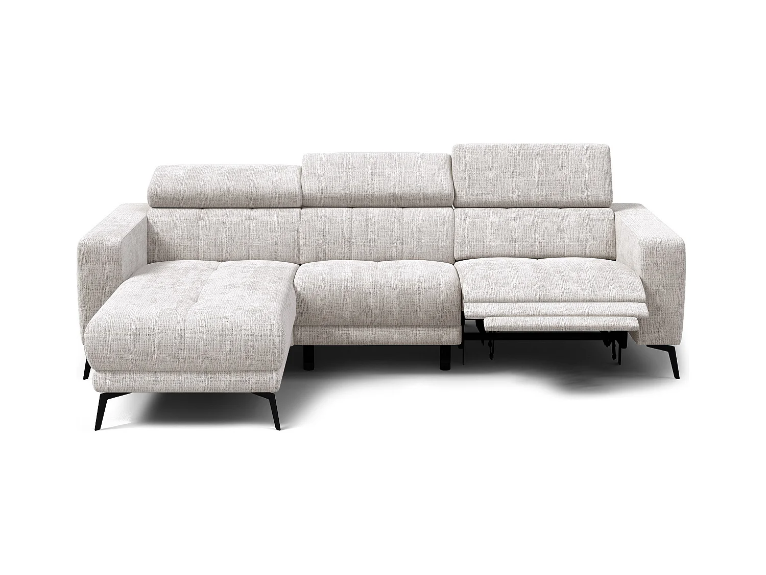 Canapé d'angle 4 places MORELLO avec 1 x Relax Zero Gravity, tissu crème