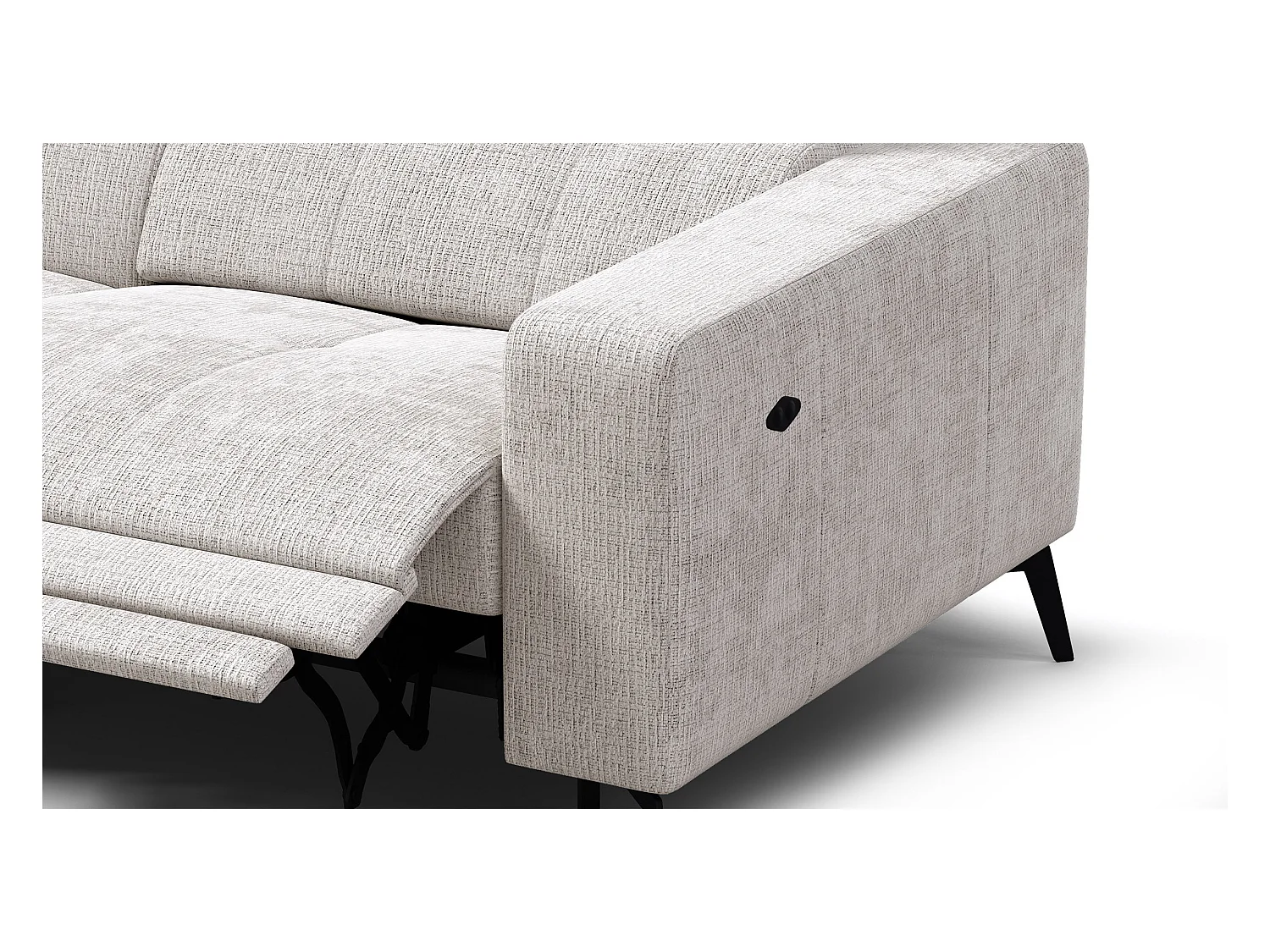 Canapé d'angle 4 places MORELLO avec 1 x Relax Zero Gravity, tissu crème