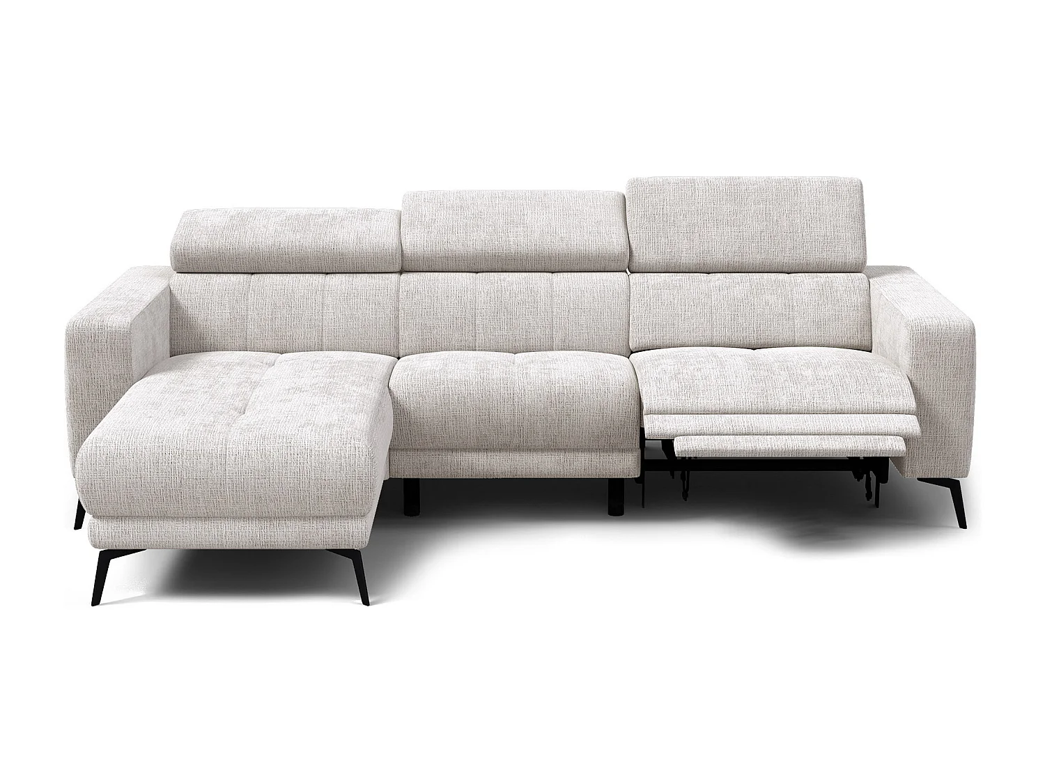 Canapé d'angle 4 places MORELLO avec 1 x Relax Zero Gravity, tissu crème