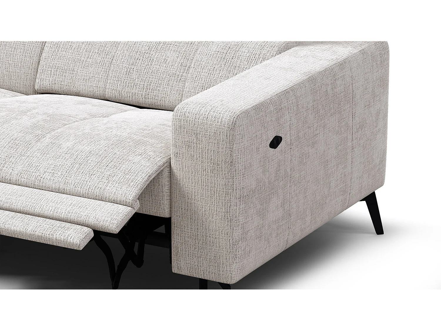 Canapé d'angle 4 places MORELLO avec 1 x Relax Zero Gravity, tissu crème