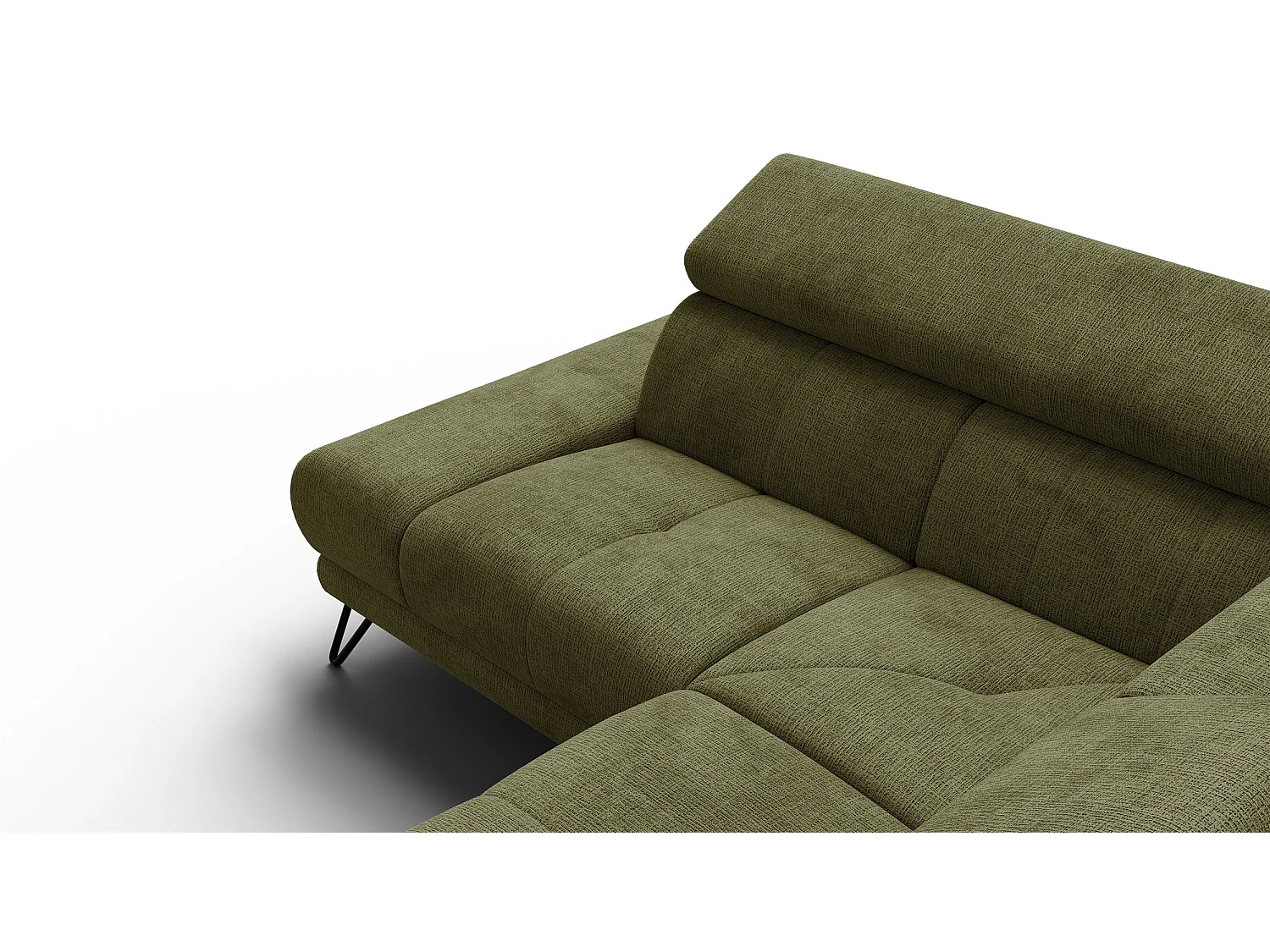 Canapé d'angle 5 places RODEN avec Relax, tissu olive