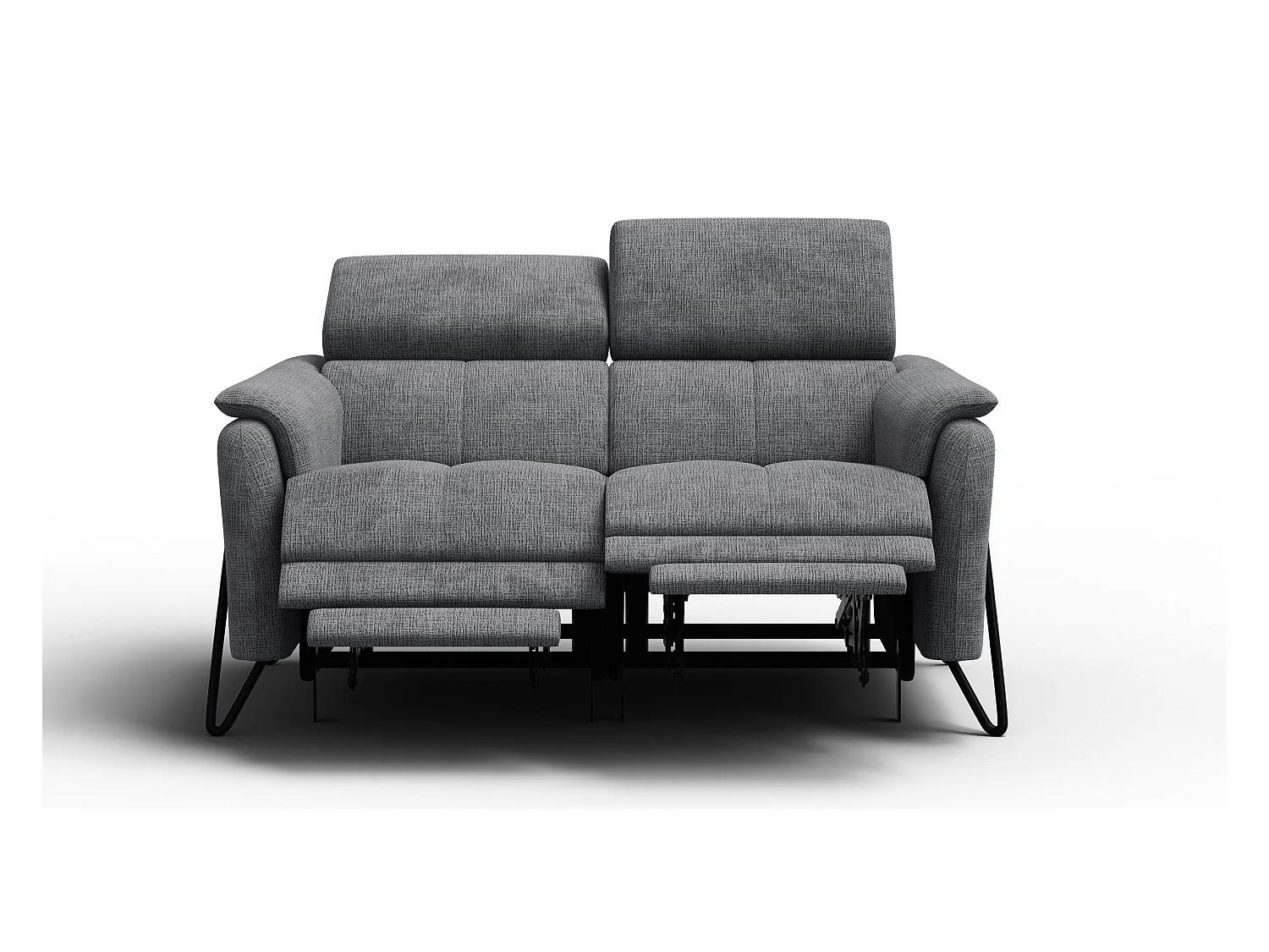 Canapé RODEN 2 places avec 2 Relax, tissu gris foncé